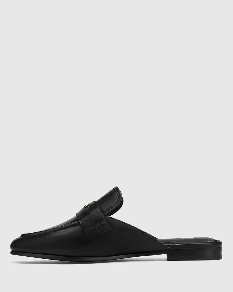 Aaron Black Leather Backless Loafer - Image 6