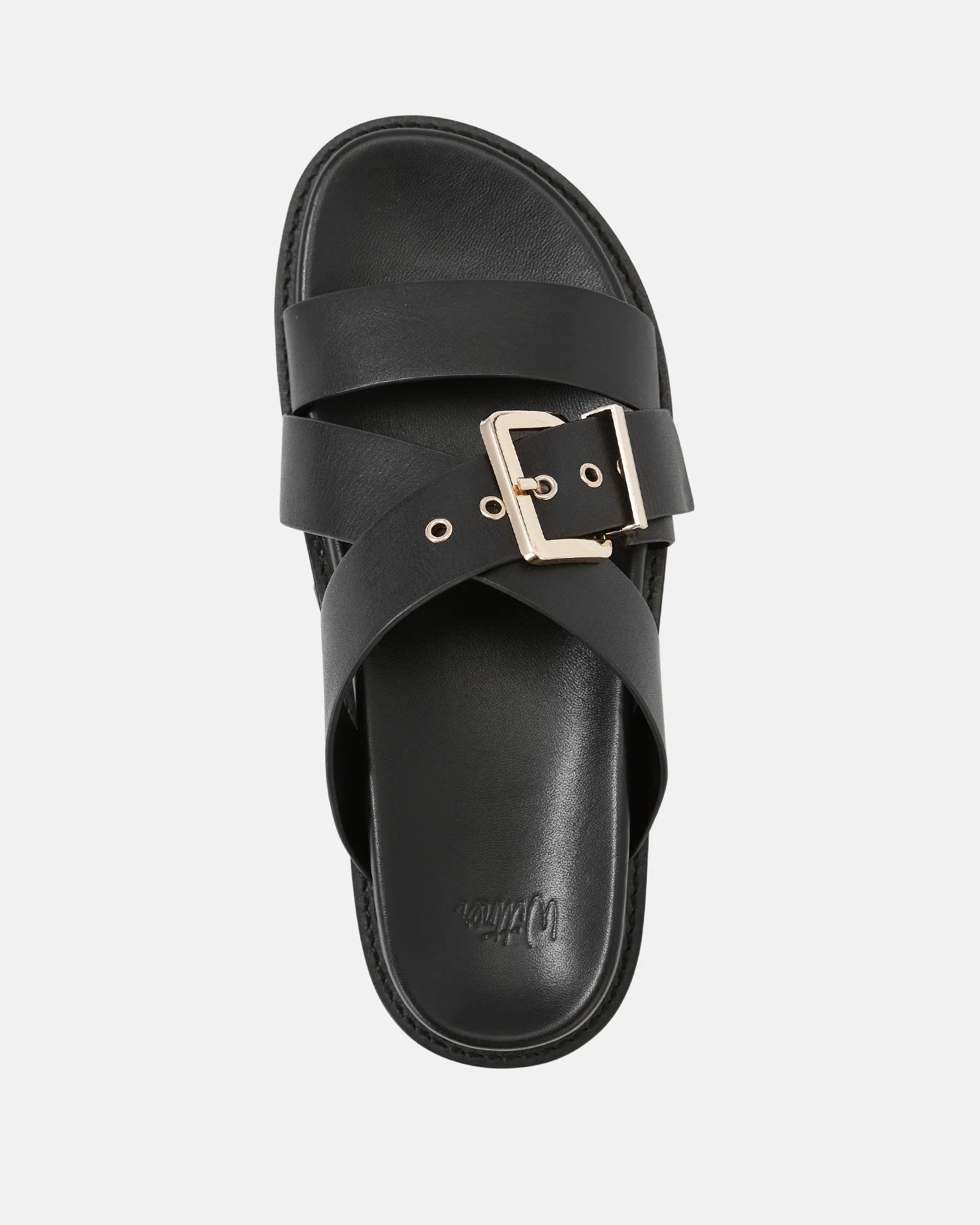 Adelle Black Leather Footbed Sandal - Image 5