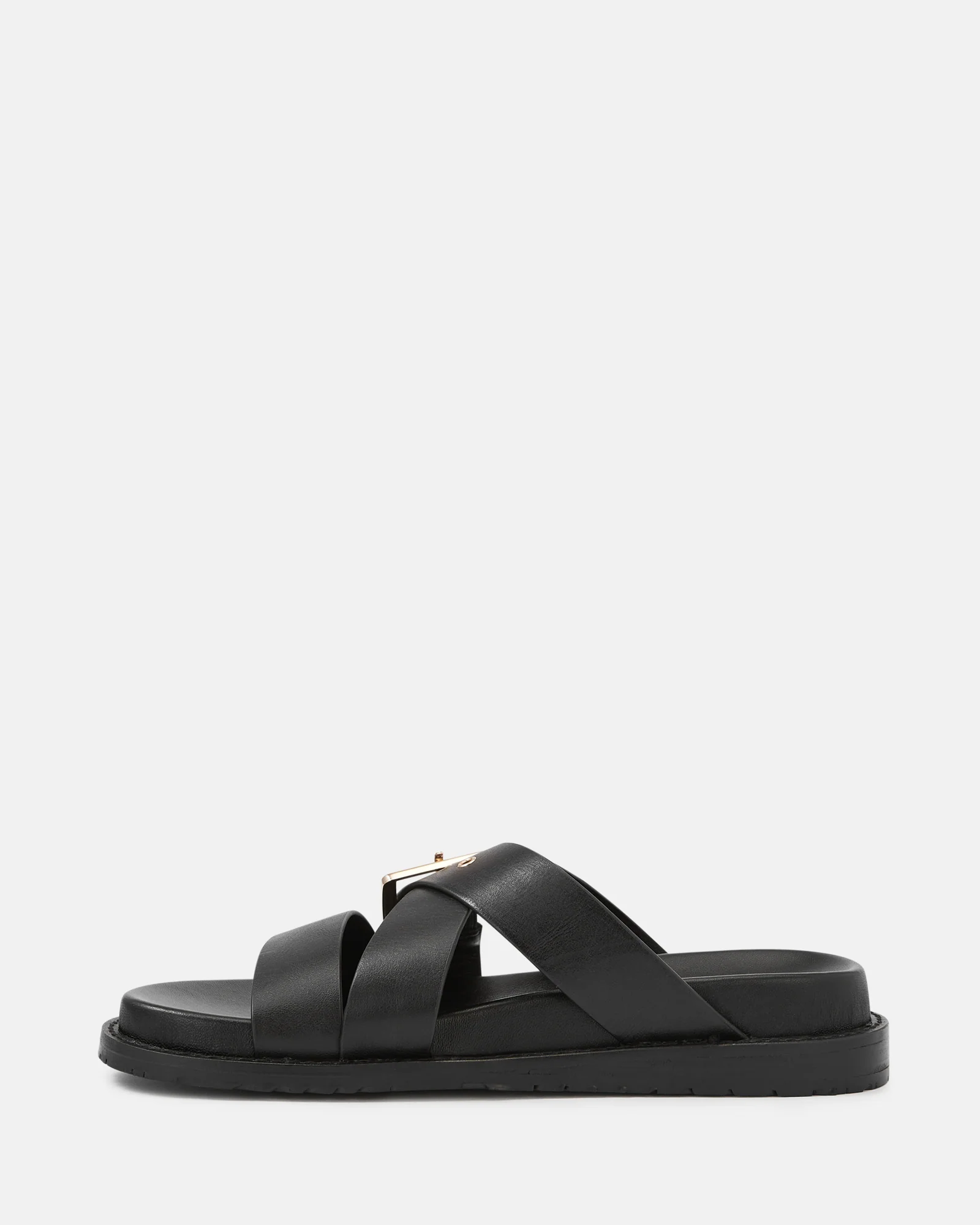 Adelle Black Leather Footbed Sandal - Image 6