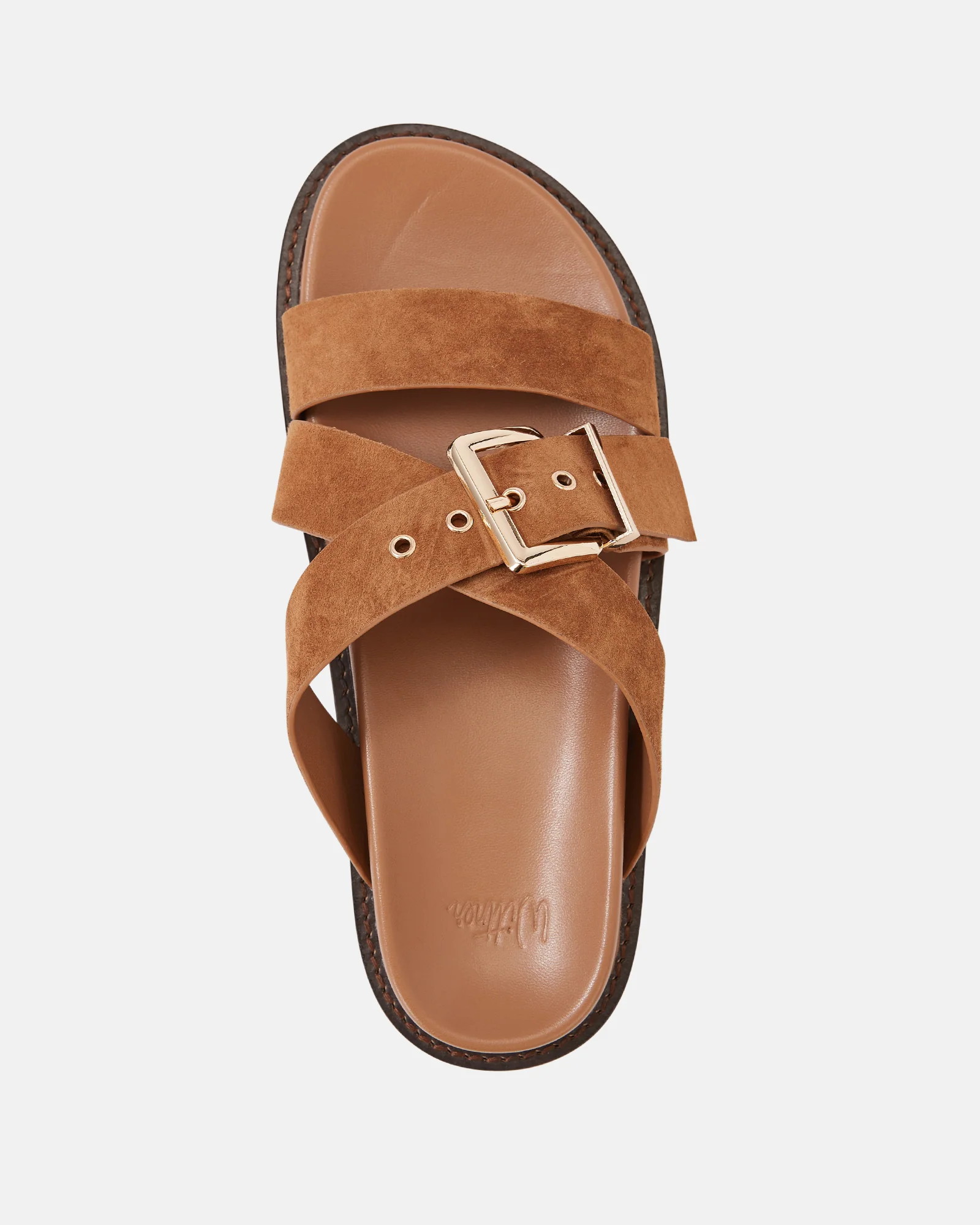 Adelle Tan Suede Leather Footbed Sandal - Image 5