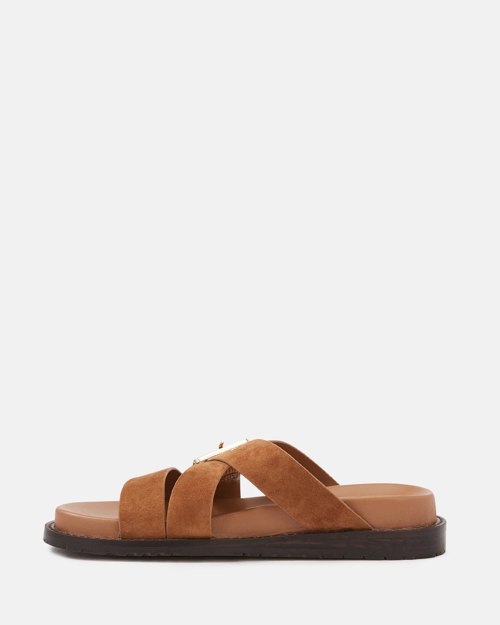 Adelle Tan Suede Leather Footbed Sandal - Image 6