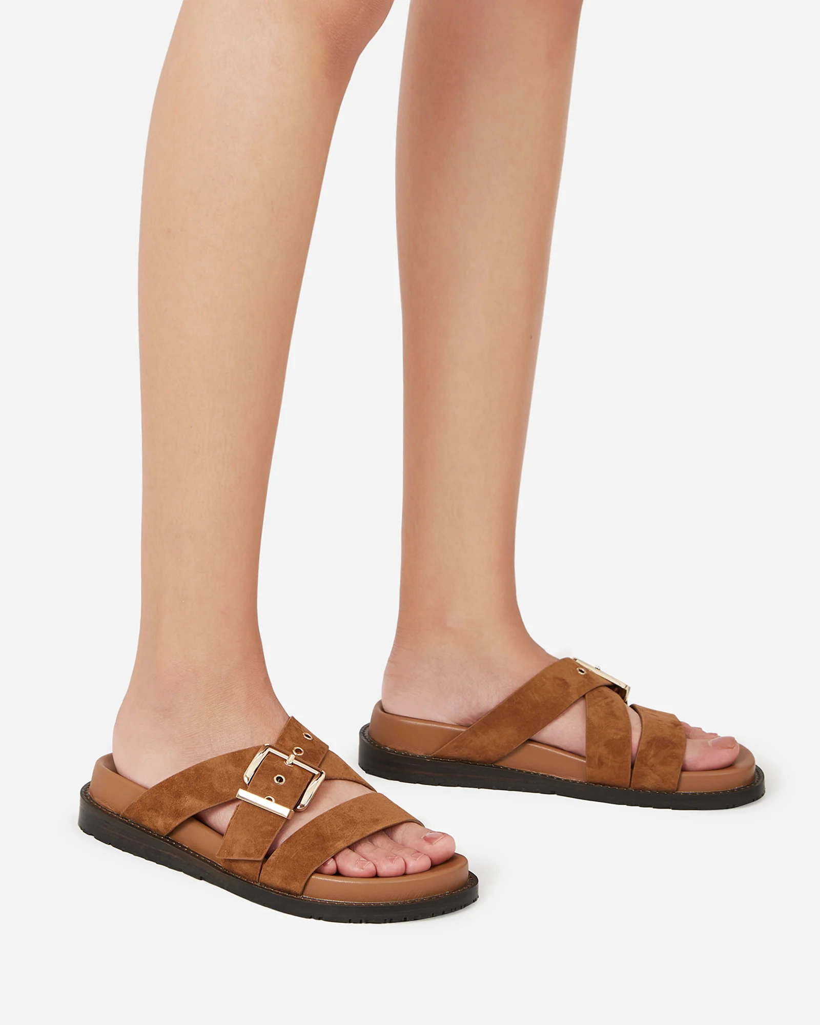 Adelle Tan Suede Leather Footbed Sandal - Image 7