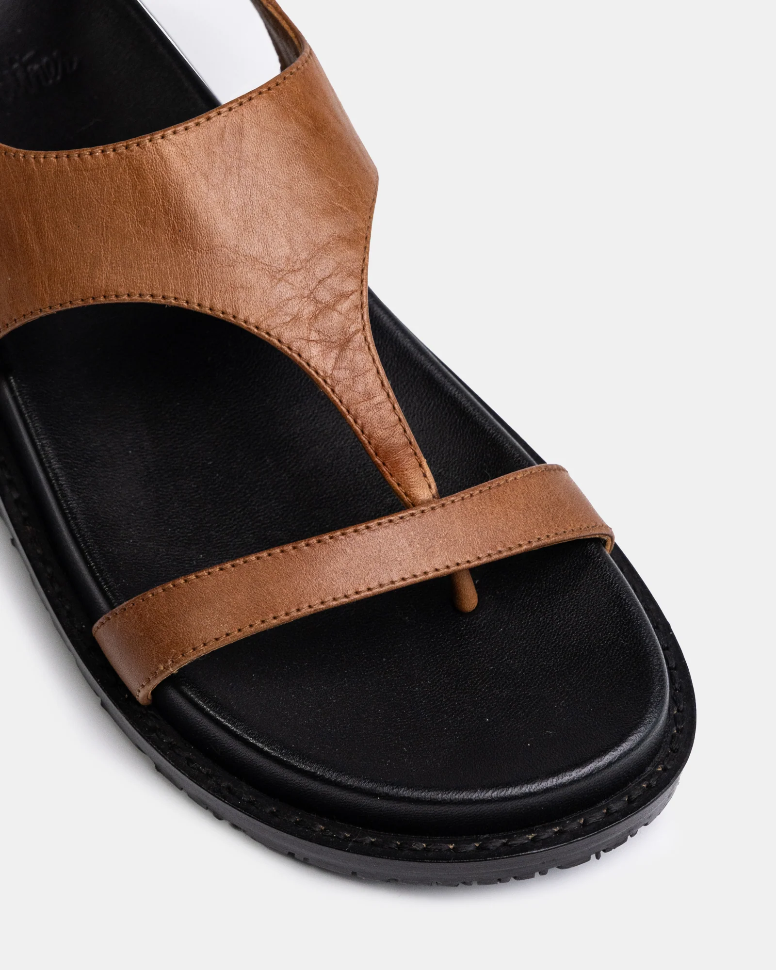Anina Dark Cognac Leather Footbed Sandal - Image 3