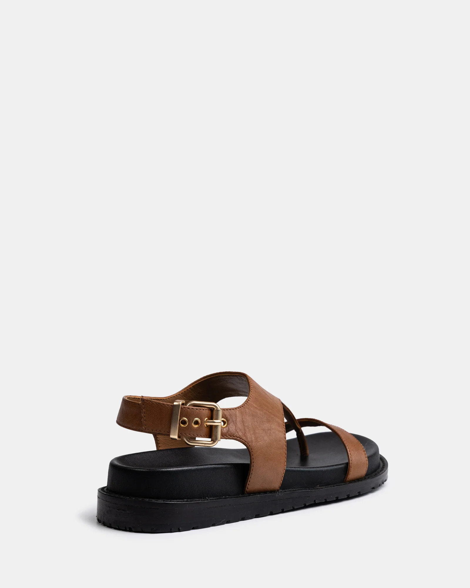 Anina Dark Cognac Leather Footbed Sandal - Image 4
