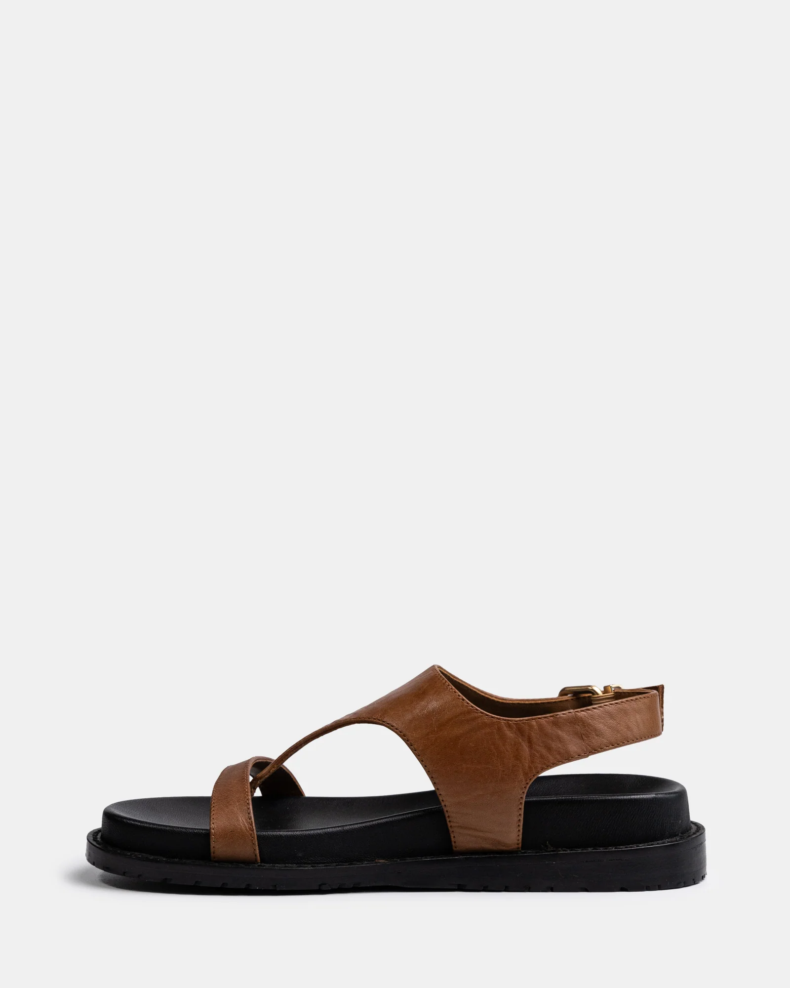 Anina Dark Cognac Leather Footbed Sandal - Image 6