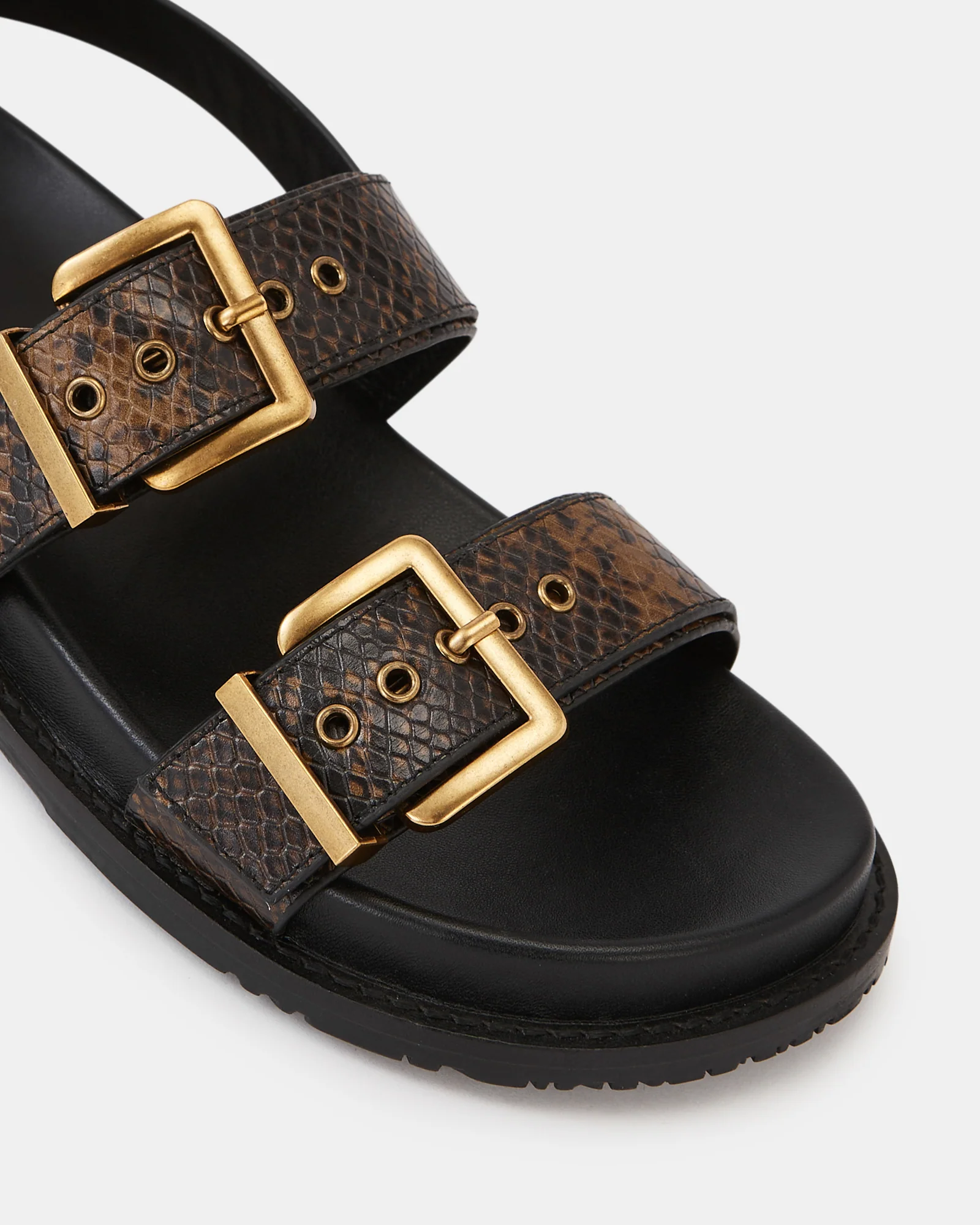 Archie Snake Emboss Leather Footbed Sandal - Image 3