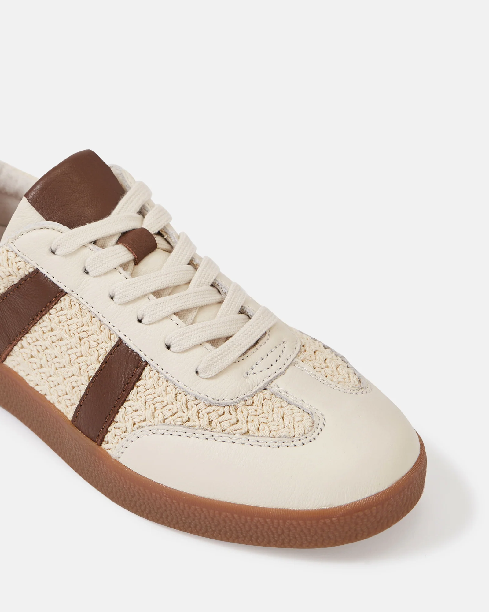 Boston Vintage Ivory Textile and Suede Leather Sneaker - Image 3