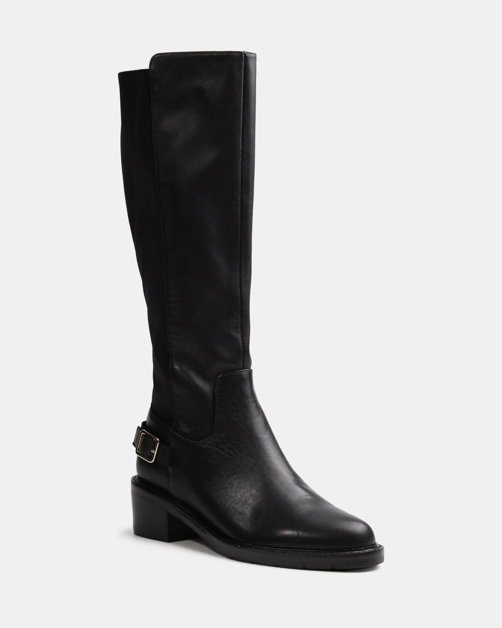 Branda Black Leather and Neoprene Knee High Boot - Image 2