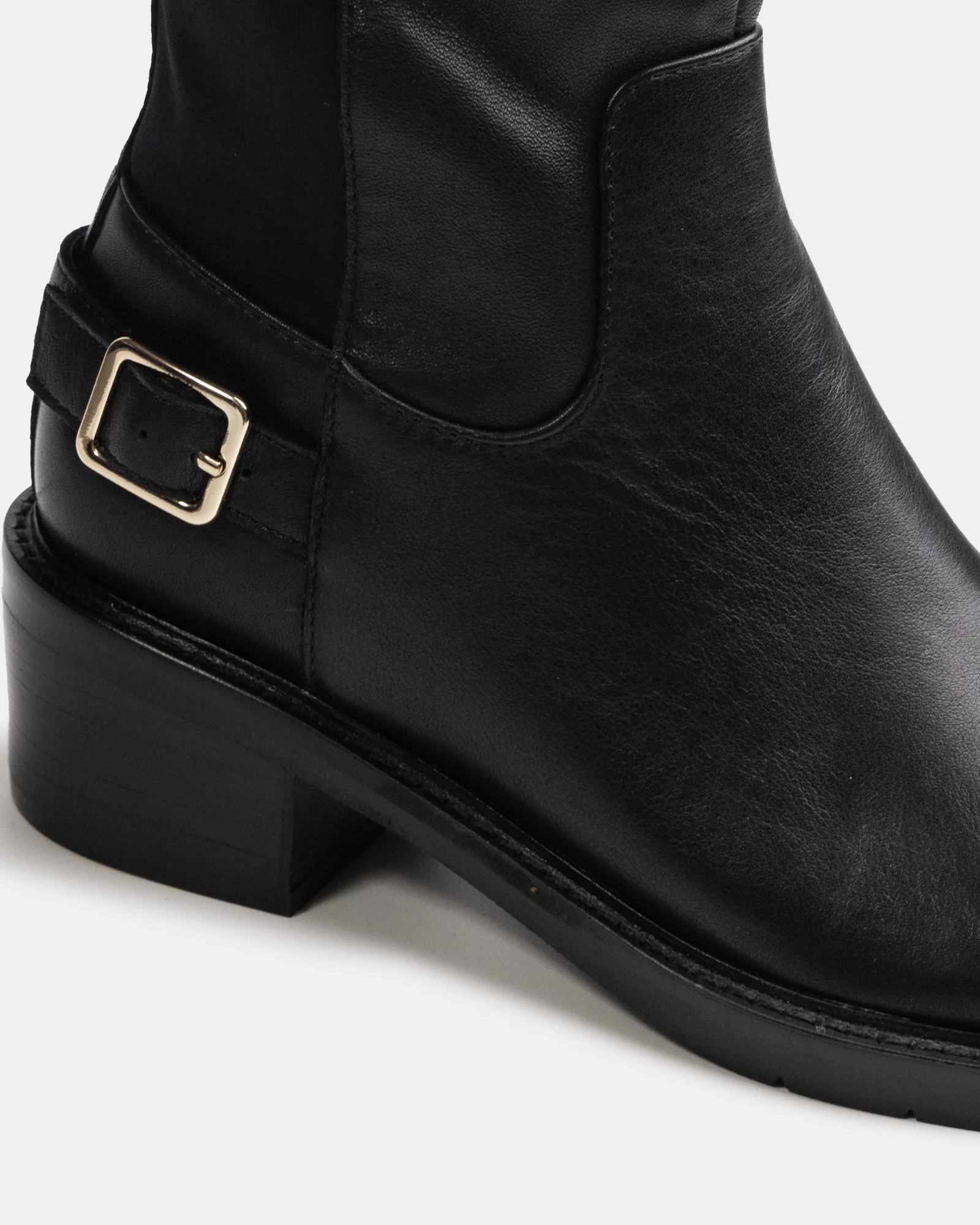 Branda Black Leather and Neoprene Knee High Boot - Image 3