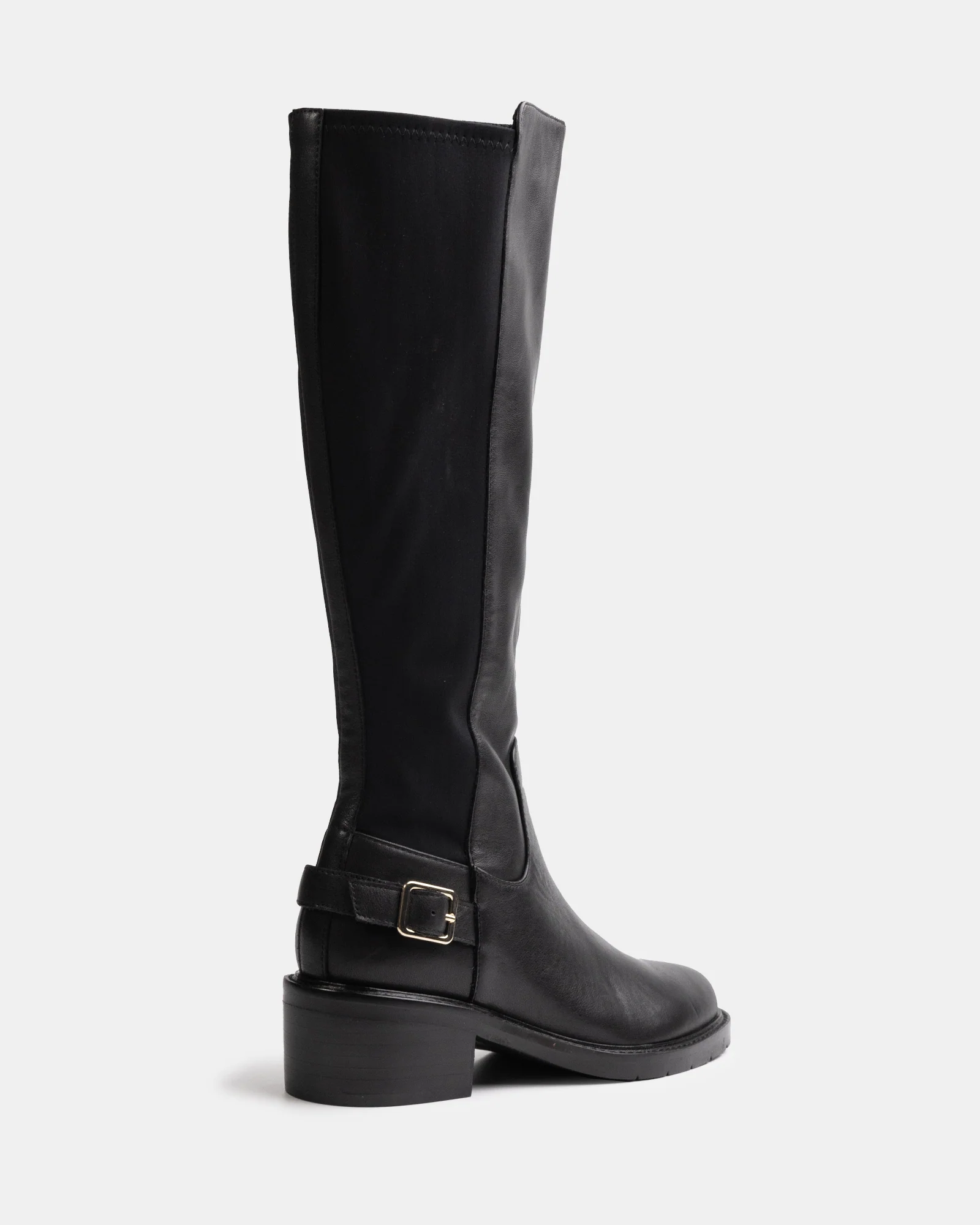 Branda Black Leather and Neoprene Knee High Boot - Image 4