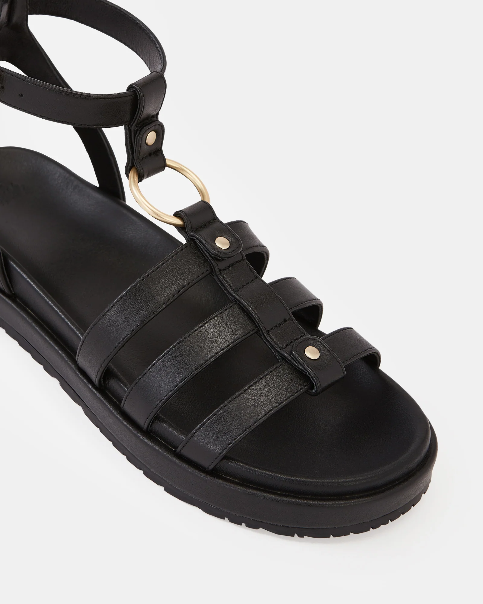 Bruna Black Leather Sandal - Image 3