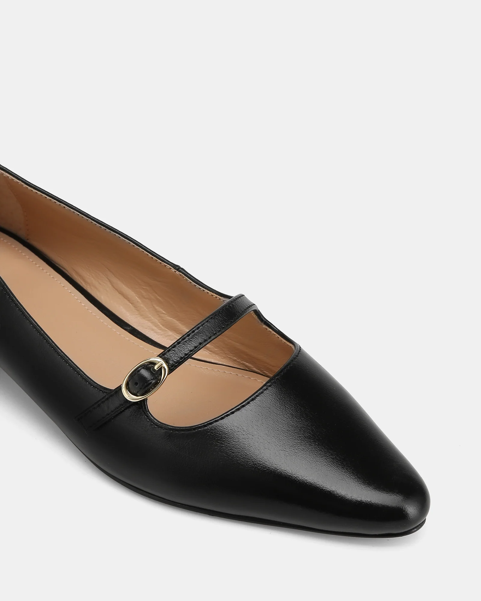 Carina Black Leather Pointed Ballet Flat - Image 3