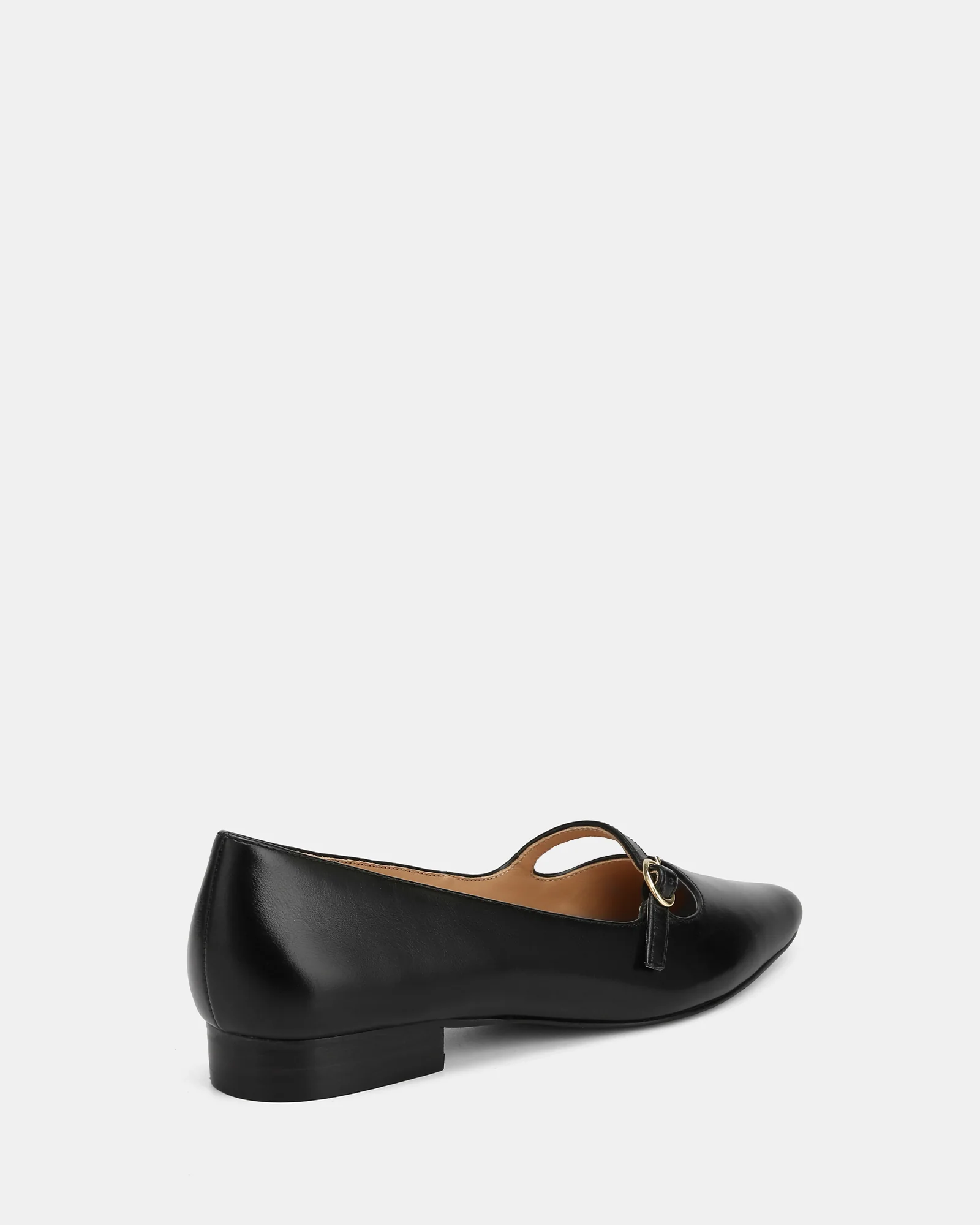 Carina Black Leather Pointed Ballet Flat - Image 4