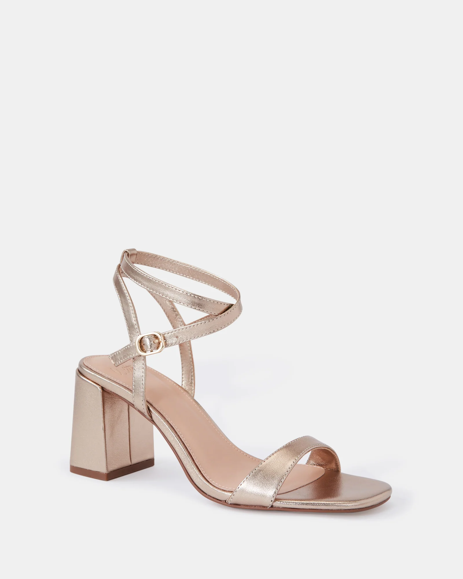Colette Champagne Metallic Leather Block Heel - Image 2