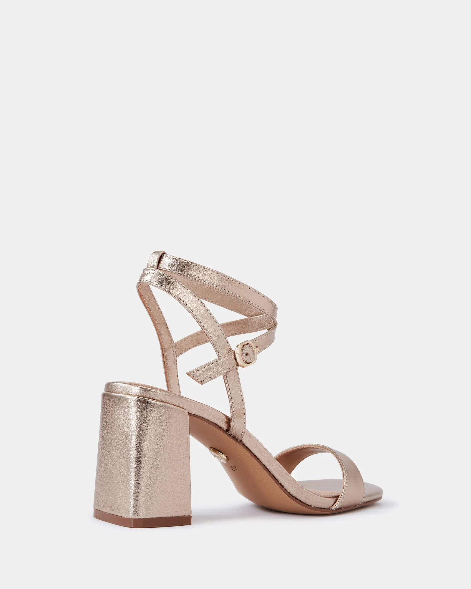 Colette Champagne Metallic Leather Block Heel - Image 4
