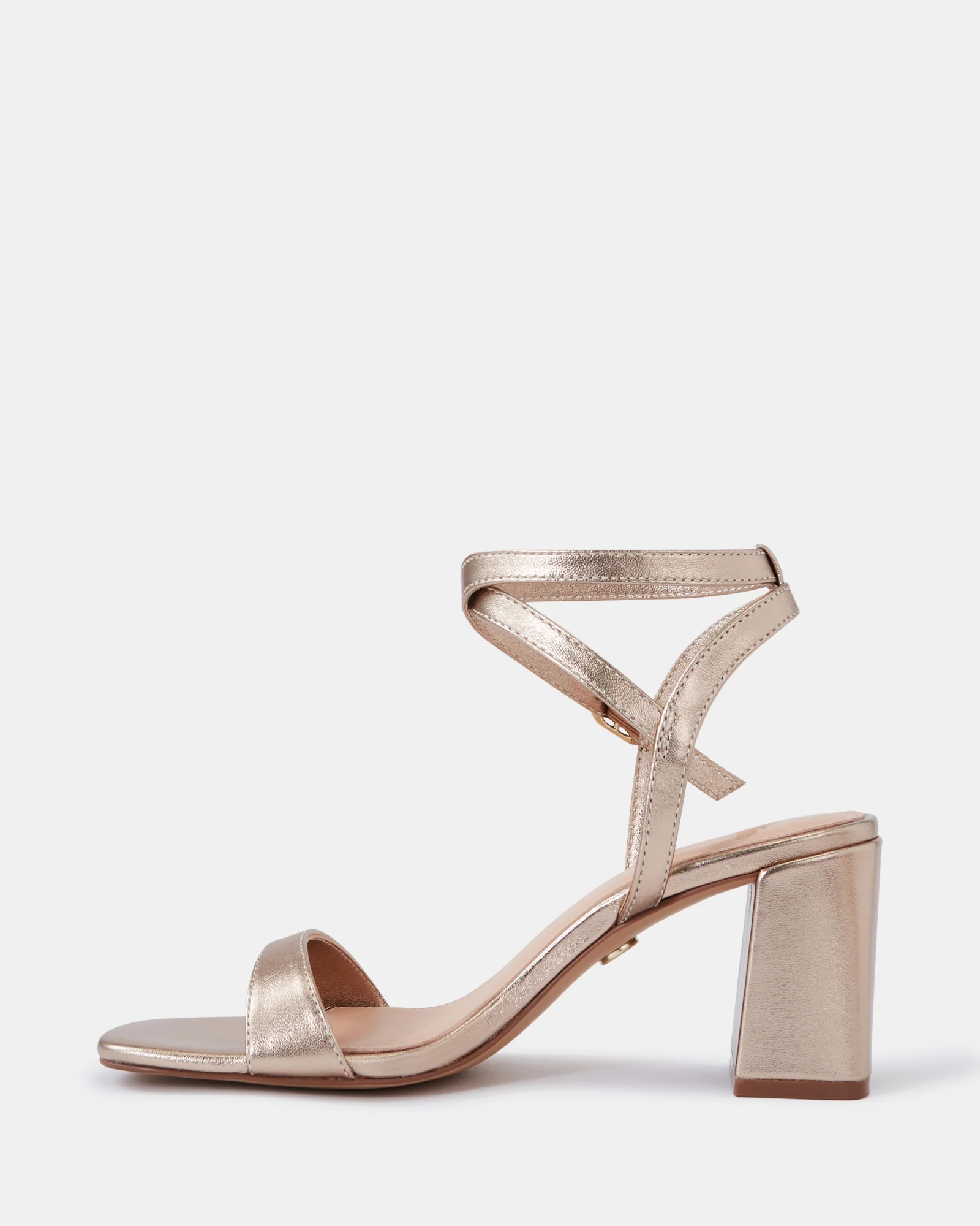 Colette Champagne Metallic Leather Block Heel - Image 6