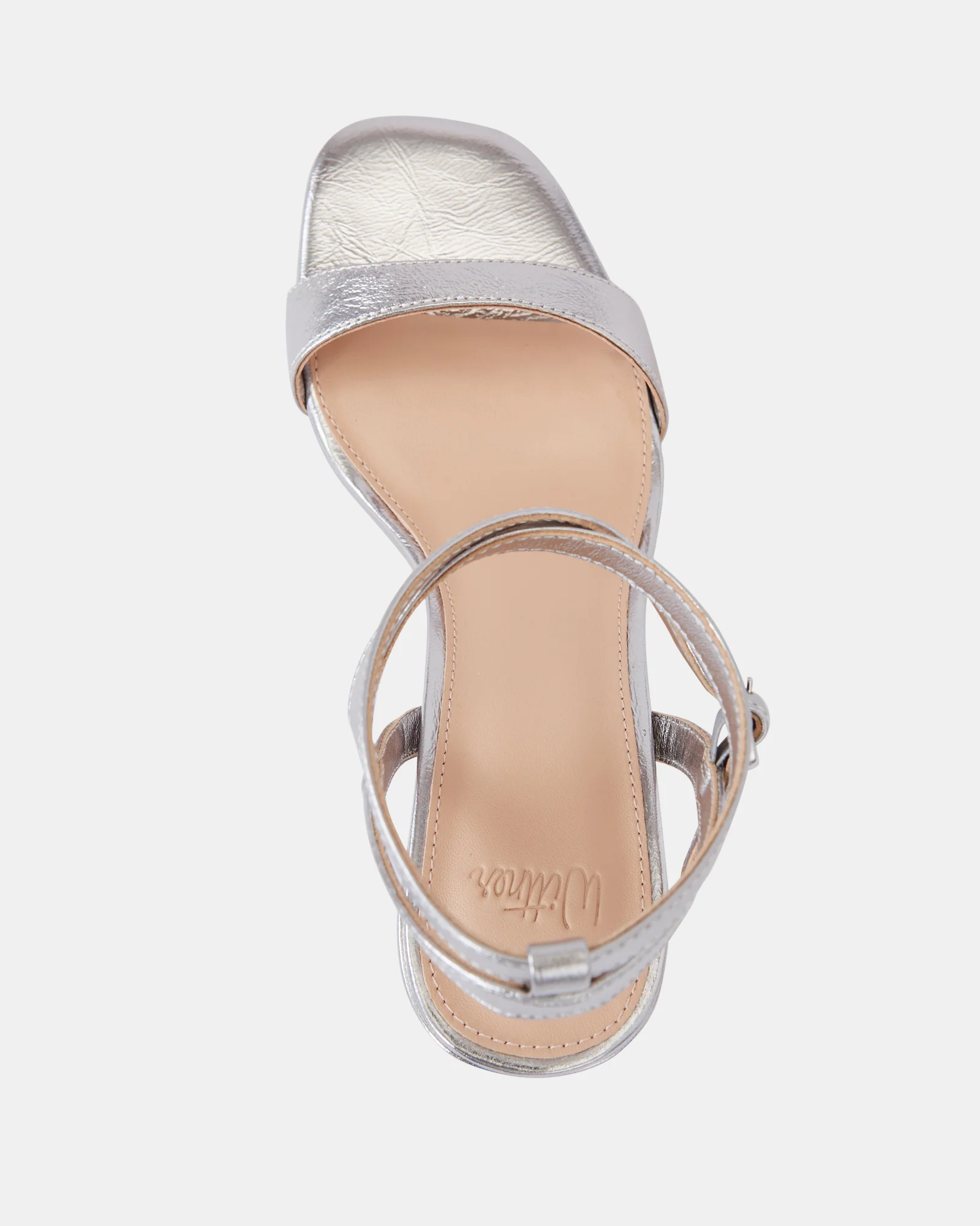 Colette Dark Silver Crease Leather Block Heel - Image 5