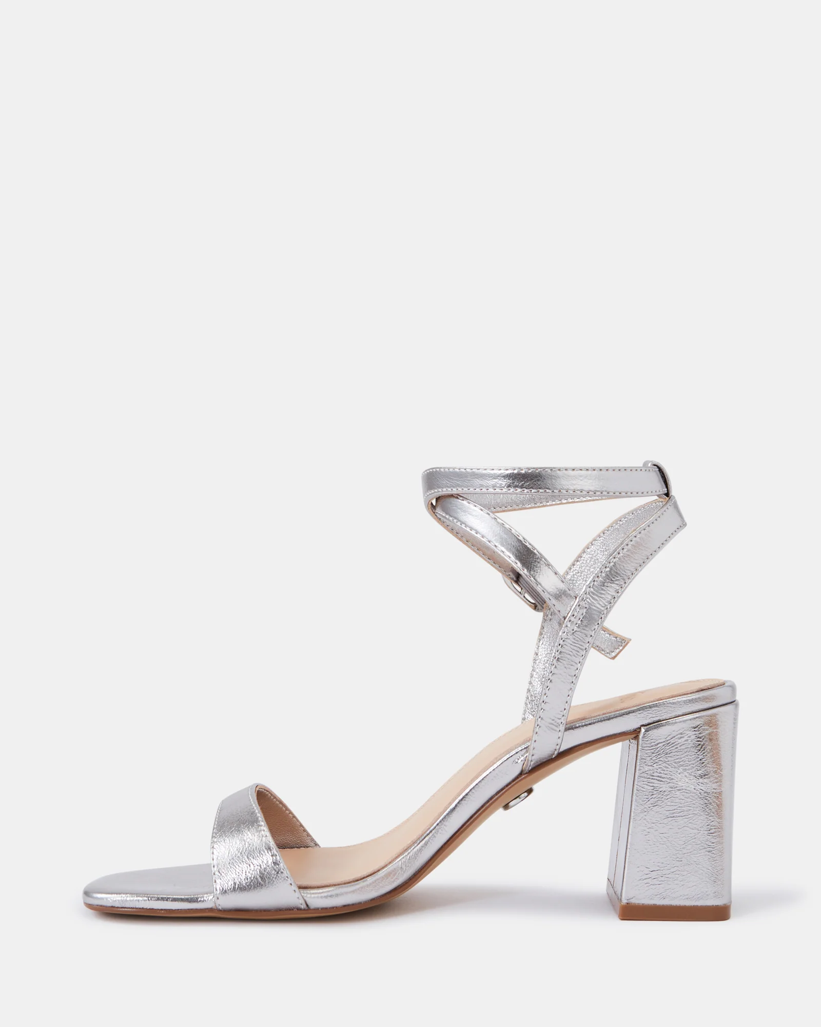 Colette Dark Silver Crease Leather Block Heel - Image 6