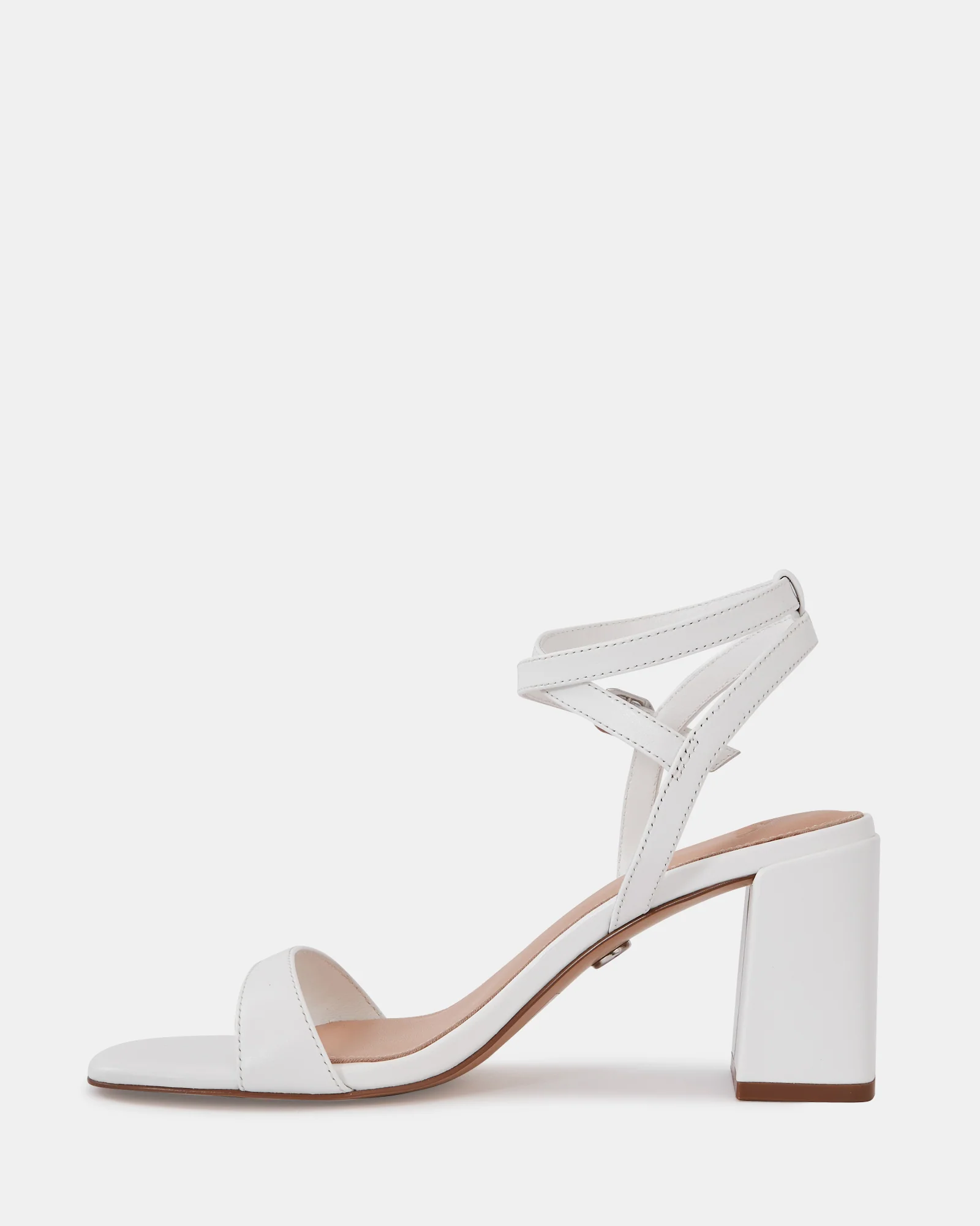 Colette White Leather Block Heel - Image 6