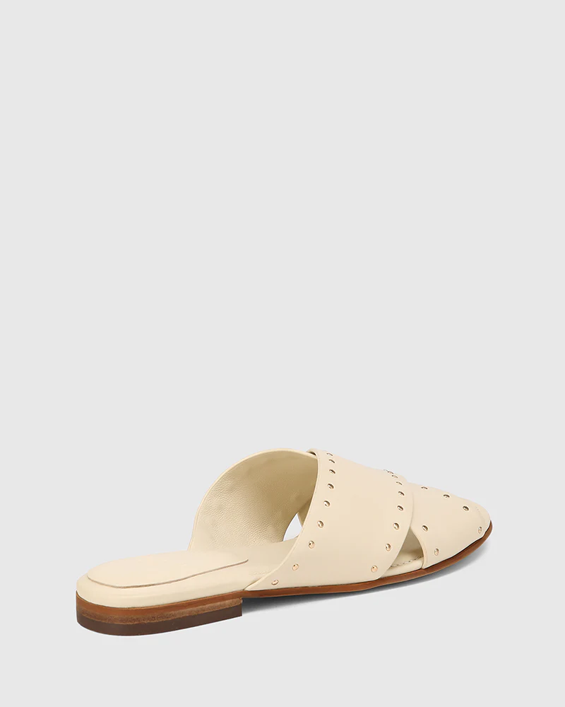 Connie Vintage Ivory Leather Slide - Image 4