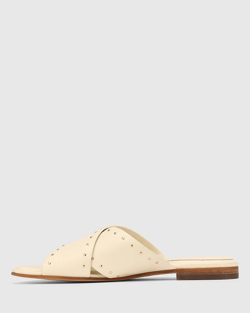Connie Vintage Ivory Leather Slide - Image 6