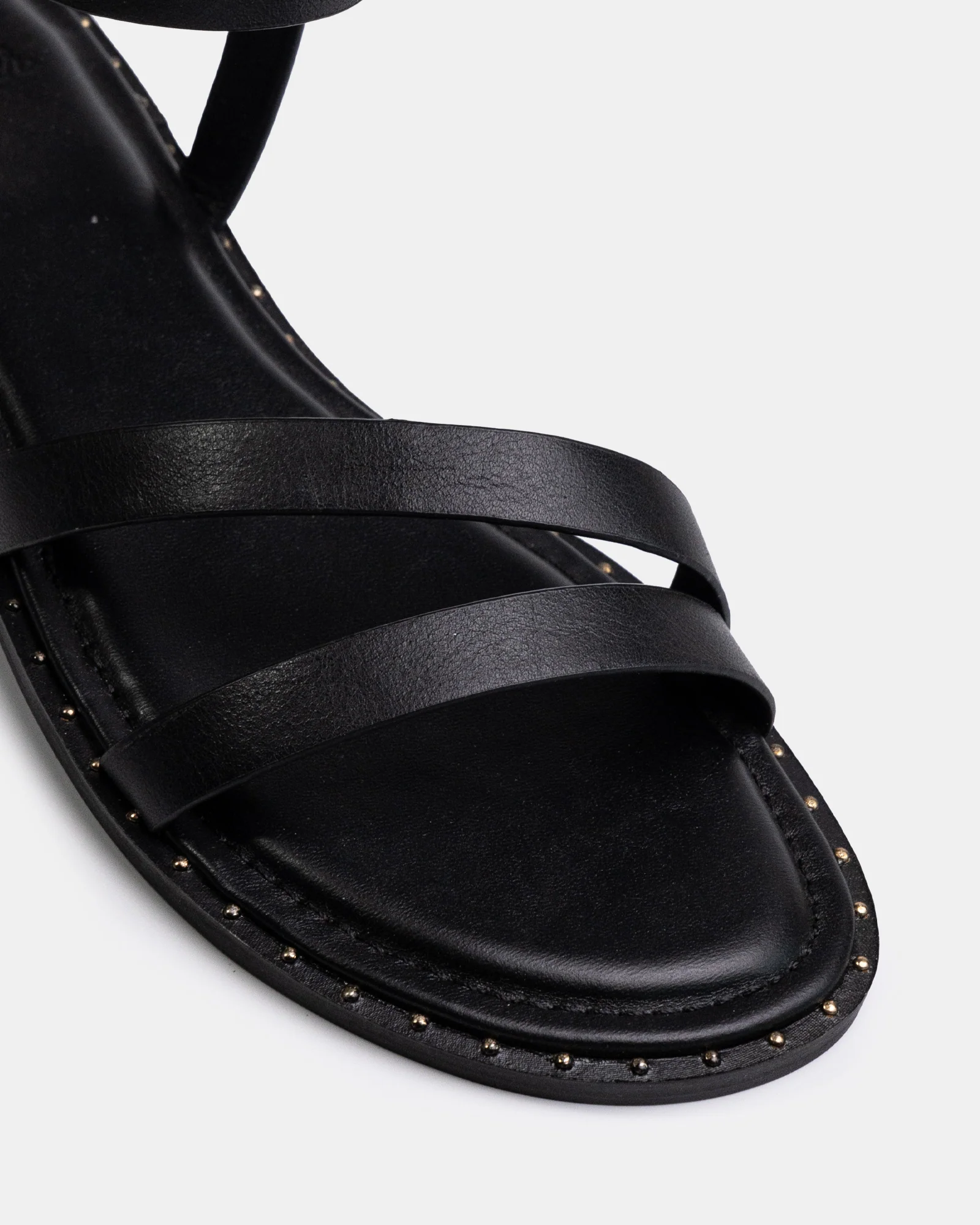 Crystina Black Leather Strappy Sandal - Image 3