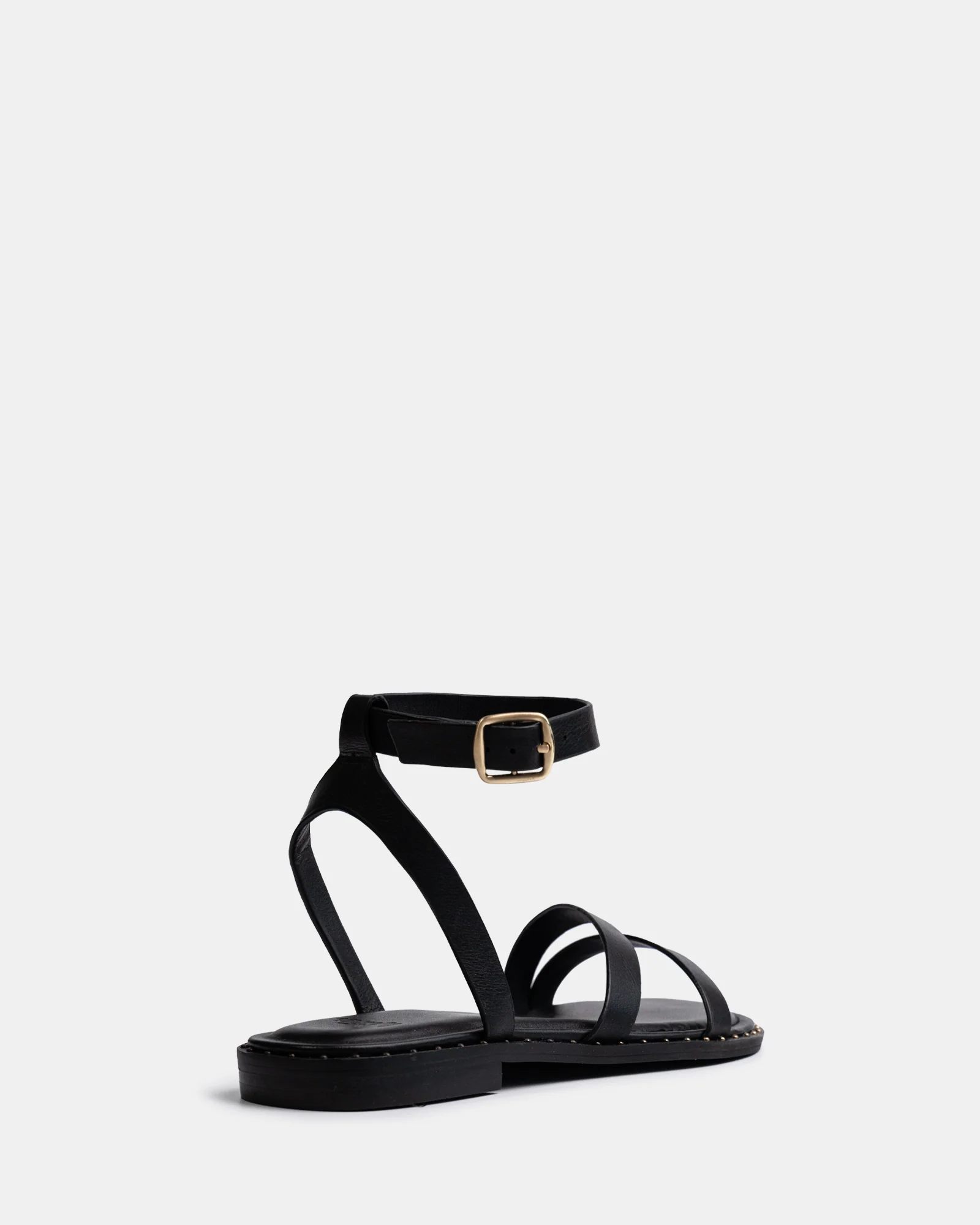 Crystina Black Leather Strappy Sandal - Image 4