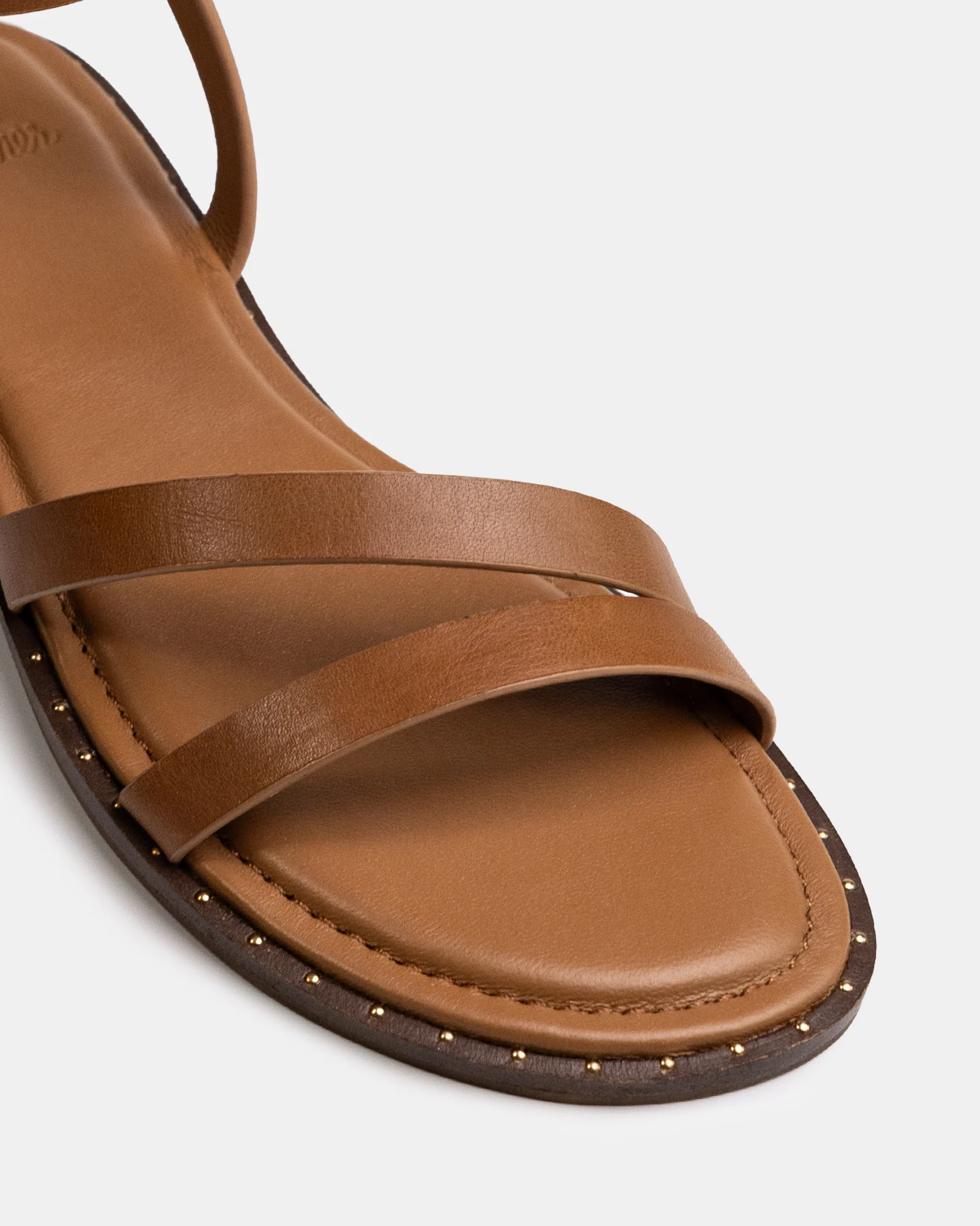 Crystina Dark Cognac Leather Strappy Sandal - Image 3