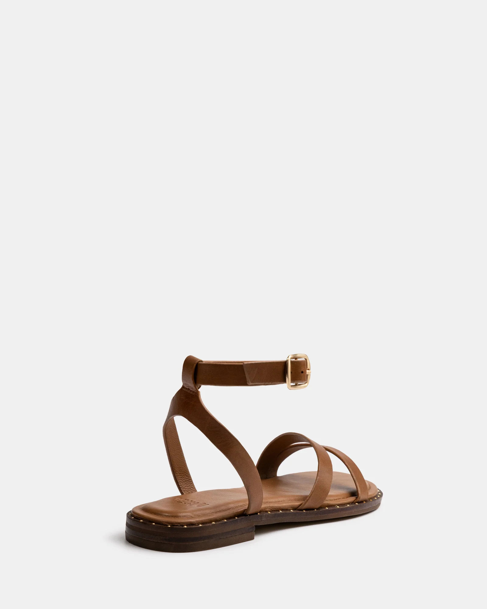 Crystina Dark Cognac Leather Strappy Sandal - Image 4