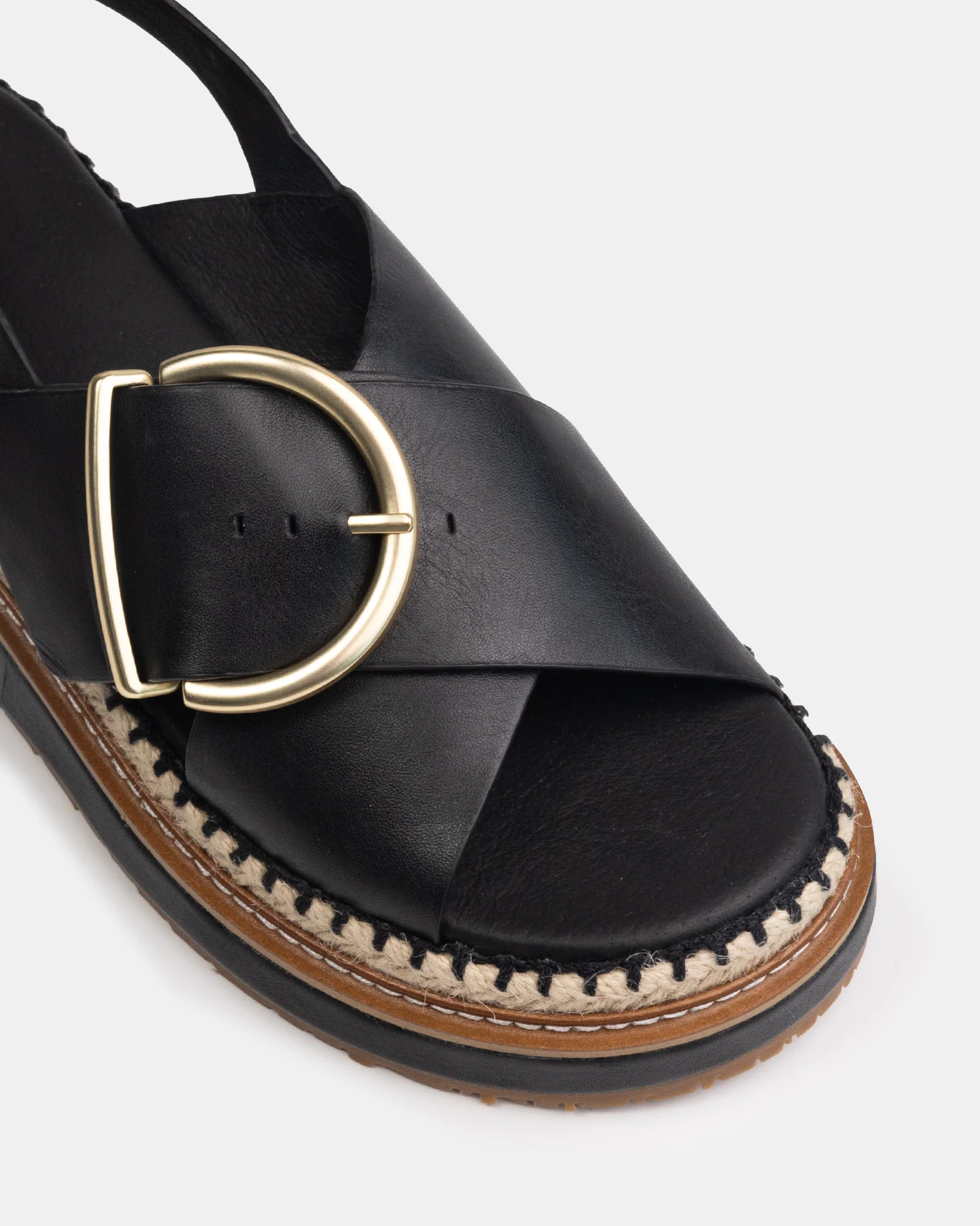 Deia Black Leather Flatform - Image 3