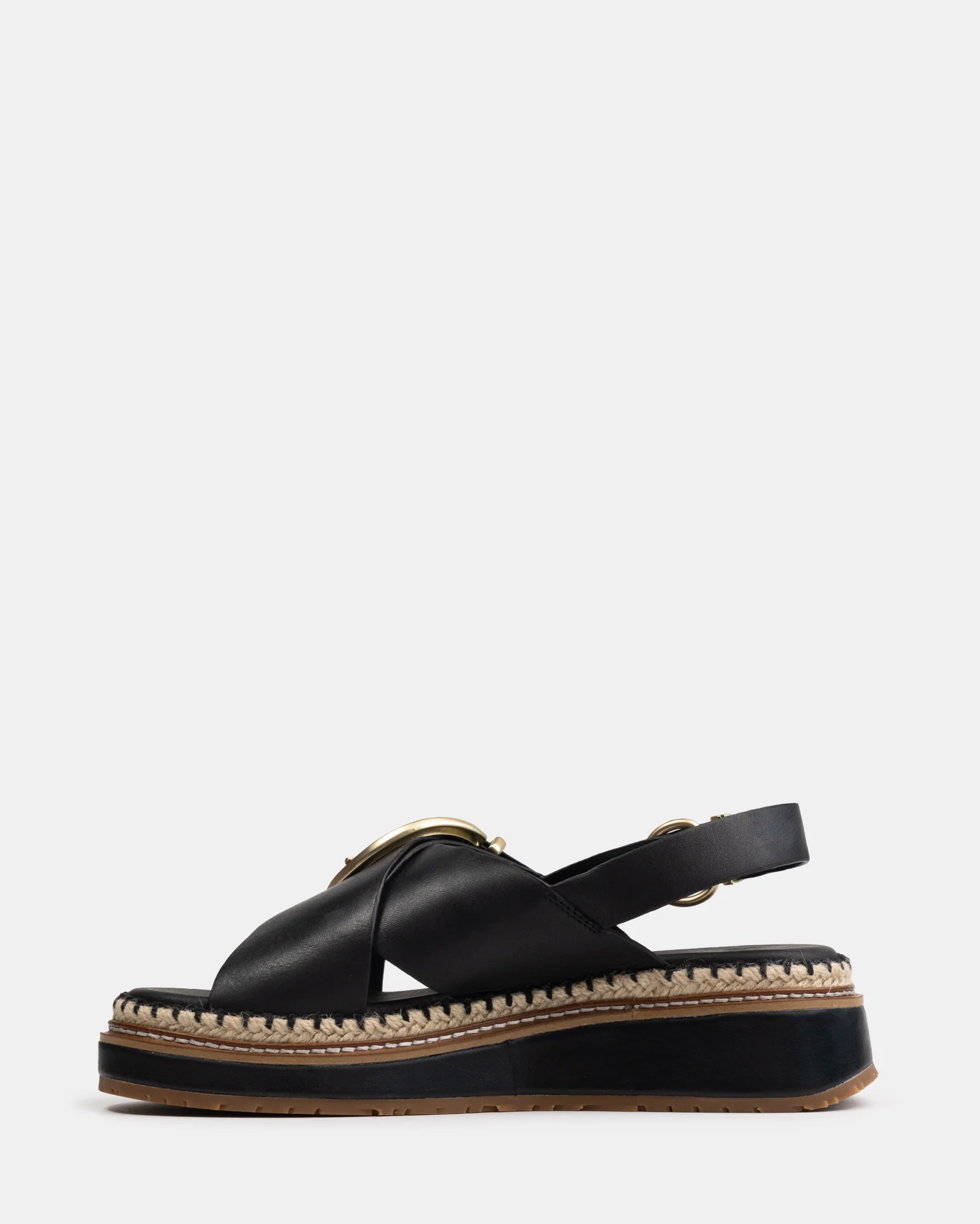 Deia Black Leather Flatform - Image 6
