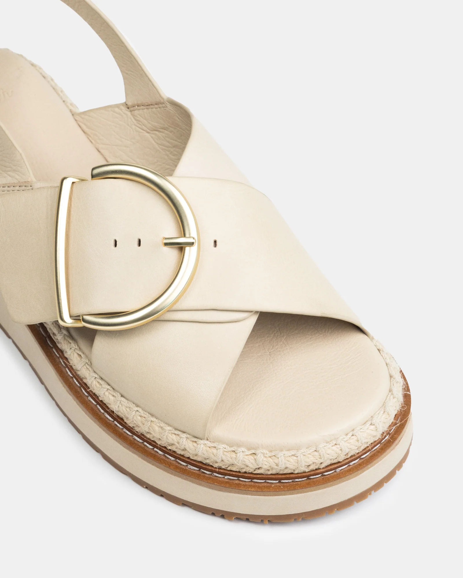 Deia Vintage Ivory Pebble Leather Flatform - Image 3