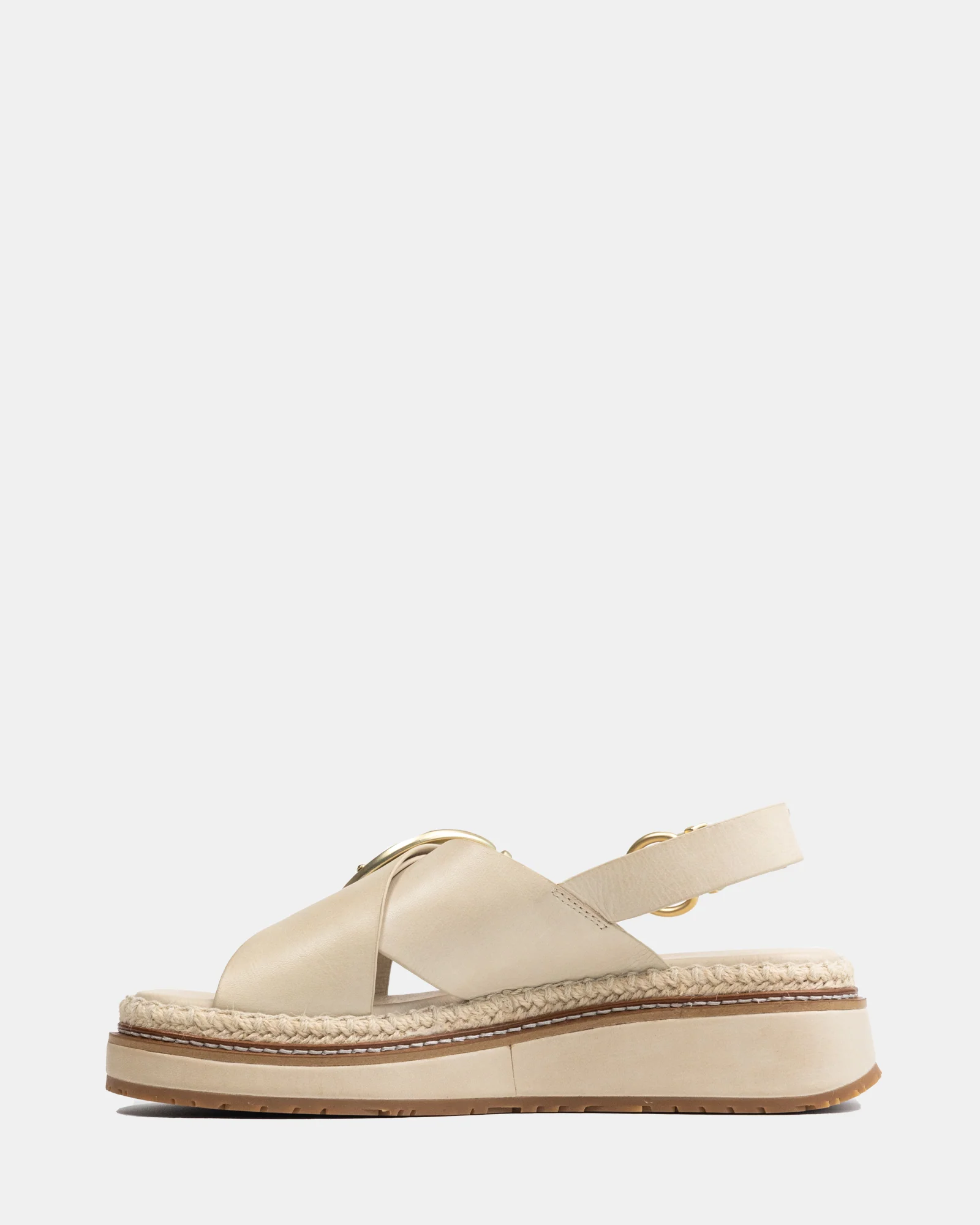 Deia Vintage Ivory Pebble Leather Flatform - Image 6