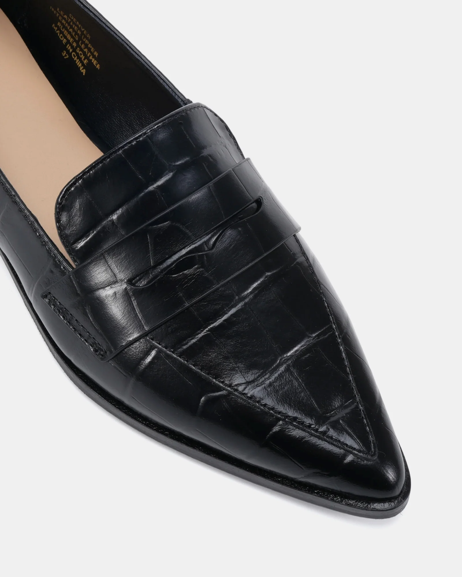 Denver Black Croc Embossed Leather Loafer - Image 3