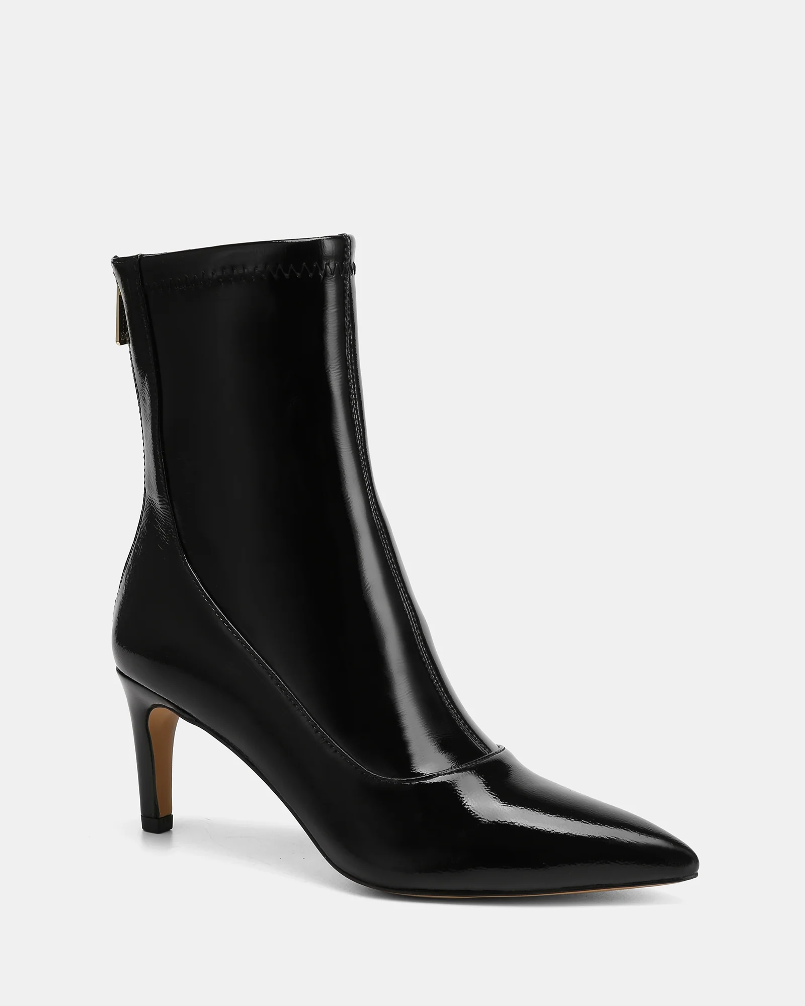 Felix Black Stretch Patent Leather Ankle Boot - Image 3