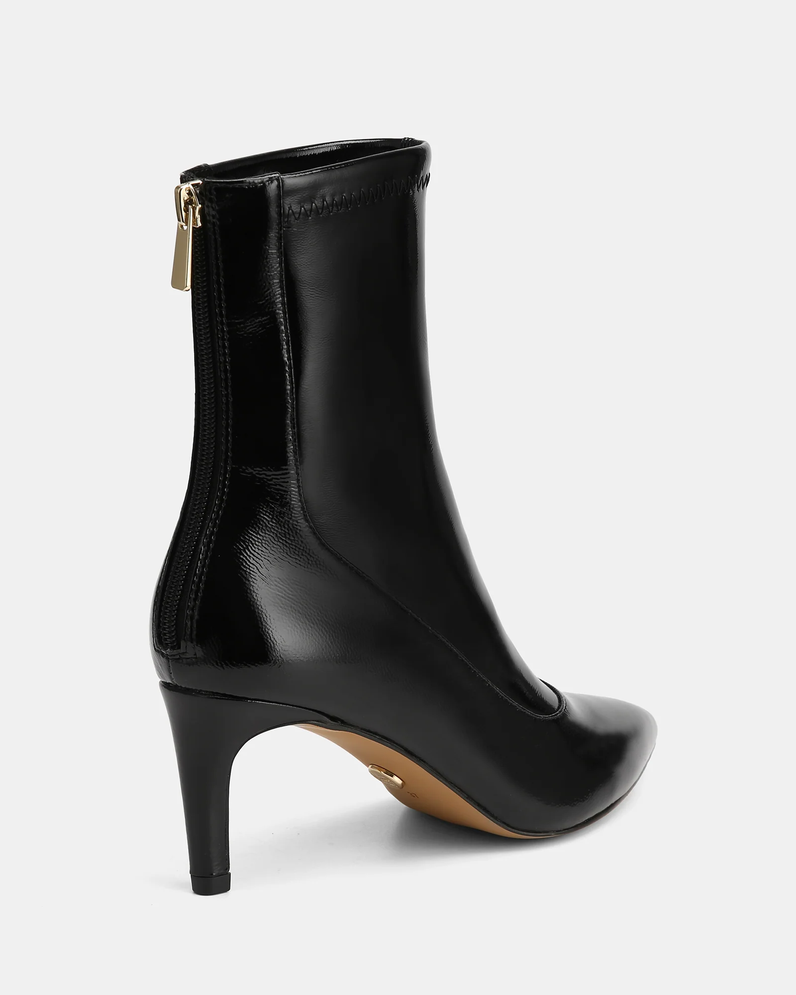 Felix Black Stretch Patent Leather Ankle Boot - Image 5