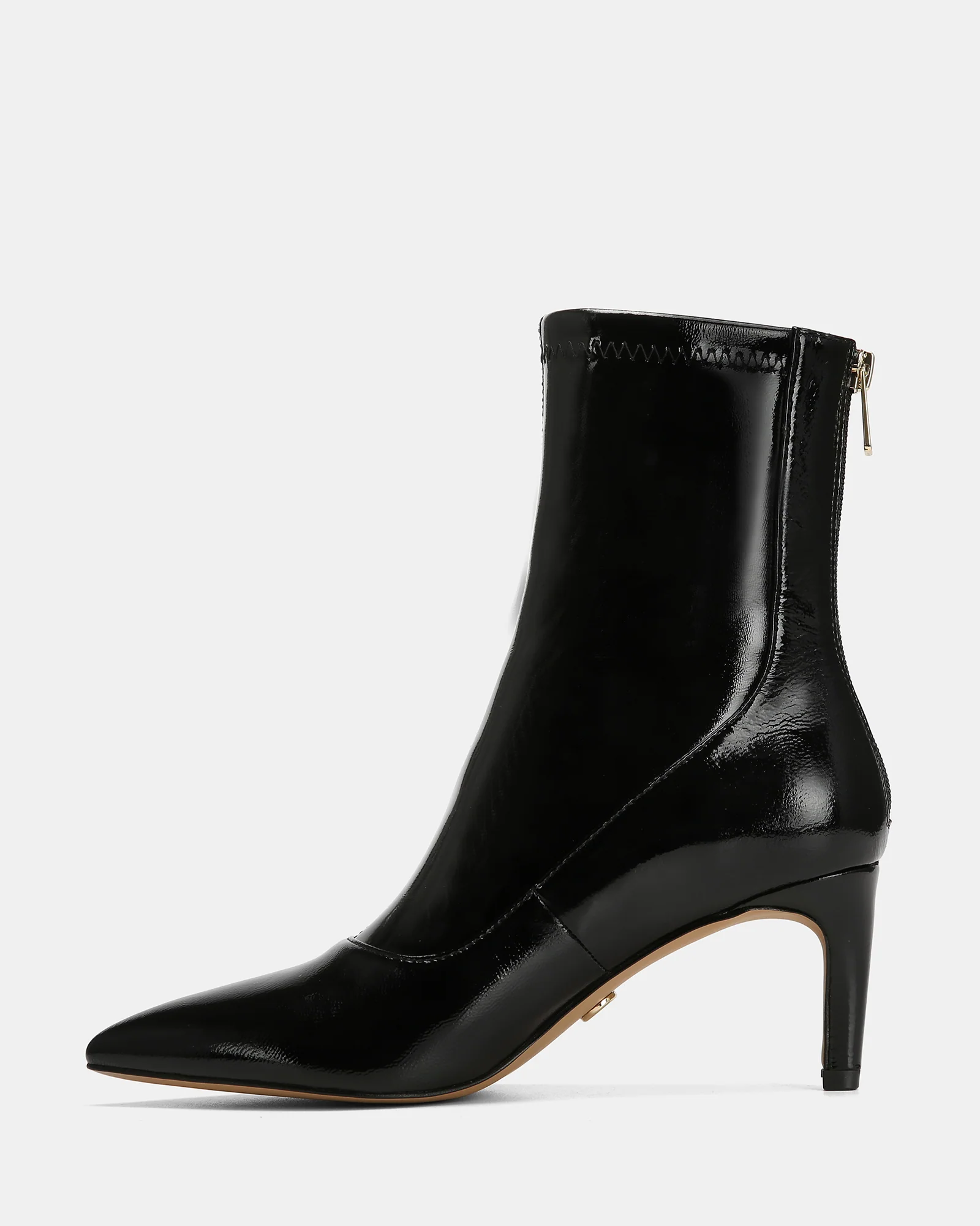Felix Black Stretch Patent Leather Ankle Boot - Image 7