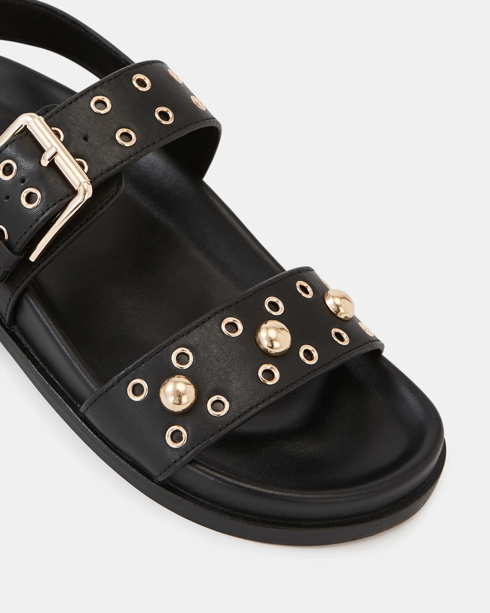 Fifi Black Leather Flatform Sandal - Image 3