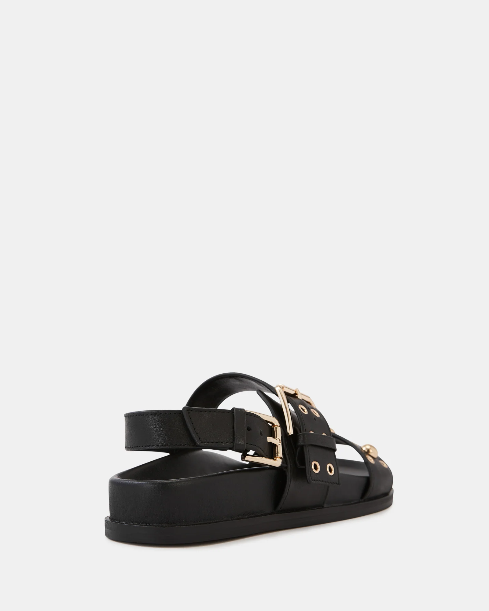 Fifi Black Leather Flatform Sandal - Image 4