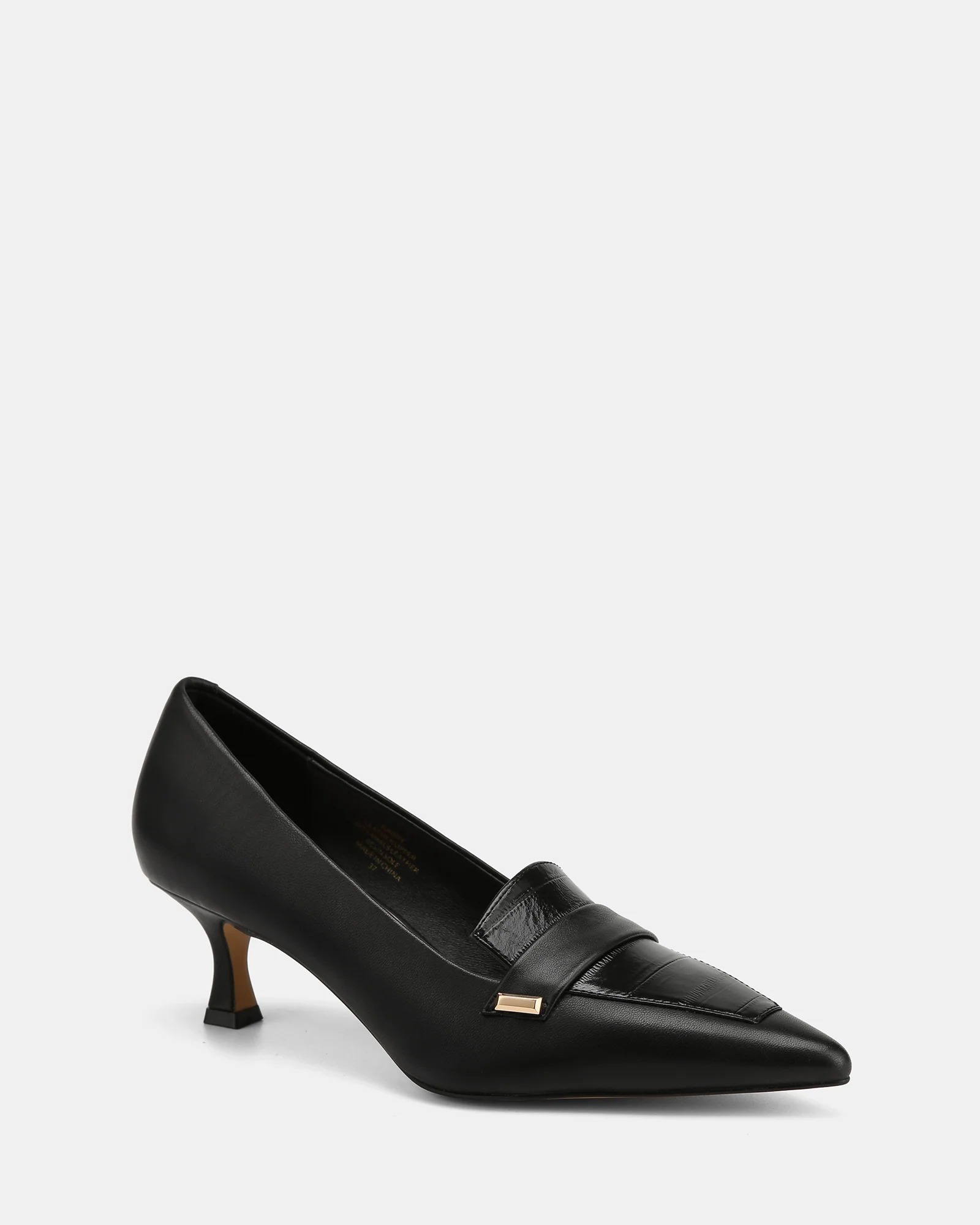 Gabby Black Leather Pump - Image 2