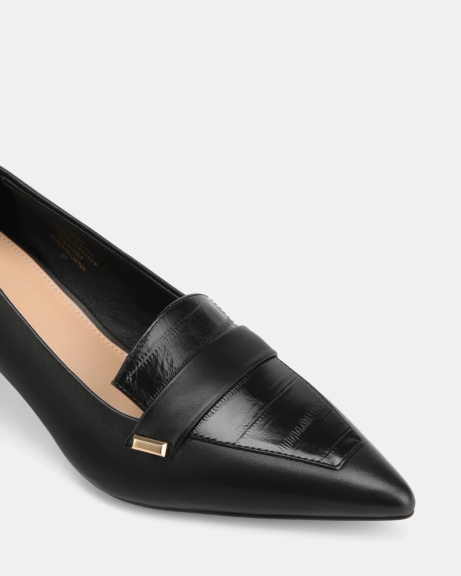 Gabby Black Leather Pump - Image 3