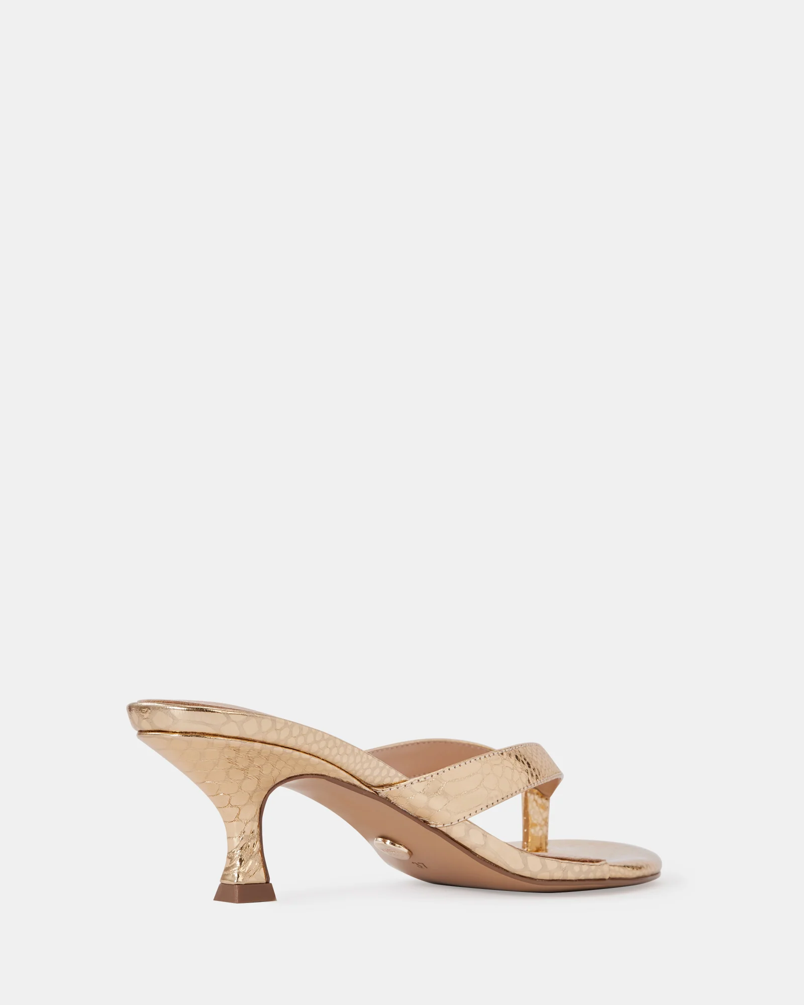 Gigi Gold Reptile Emboss Leather Kitten Heel Thong - Image 4