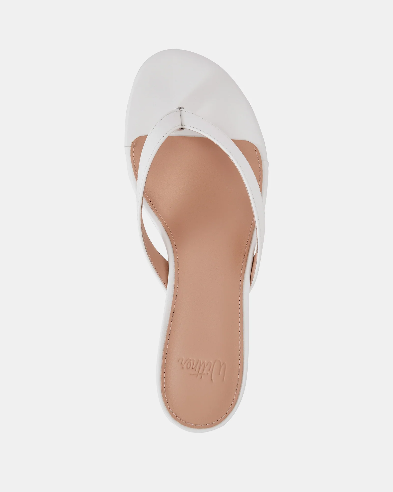 Gigi Optic White Leather Kitten Heel Thong - Image 5