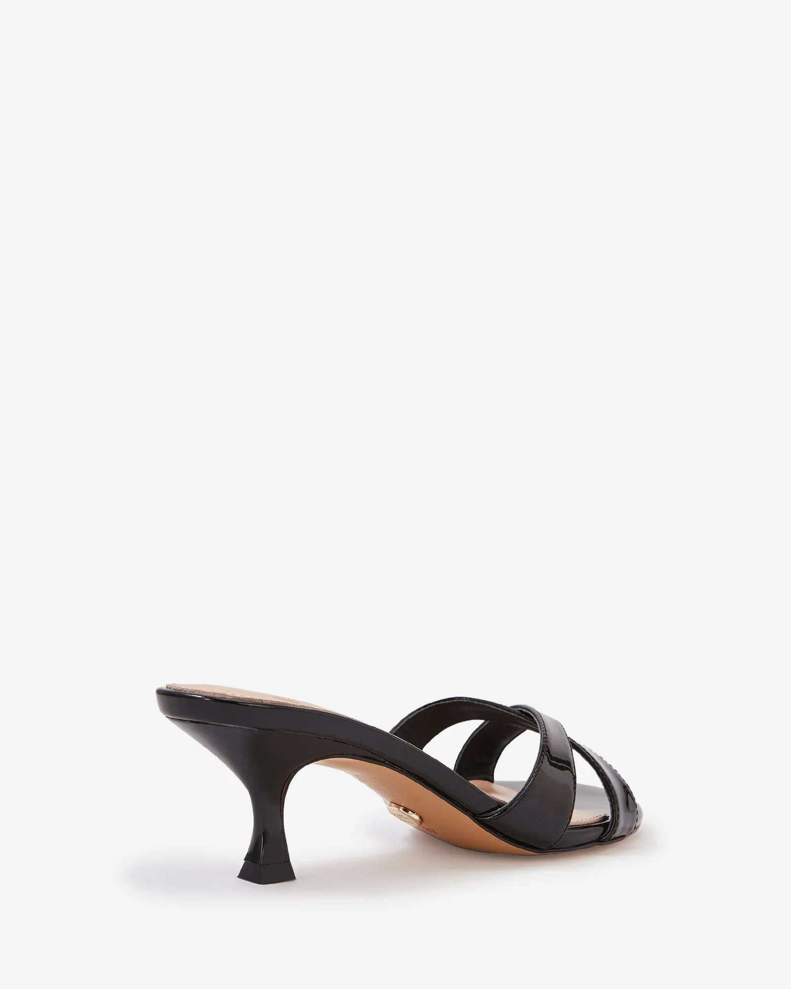 Gracie Black Patent Leather Kitten Heel Mule - Image 4