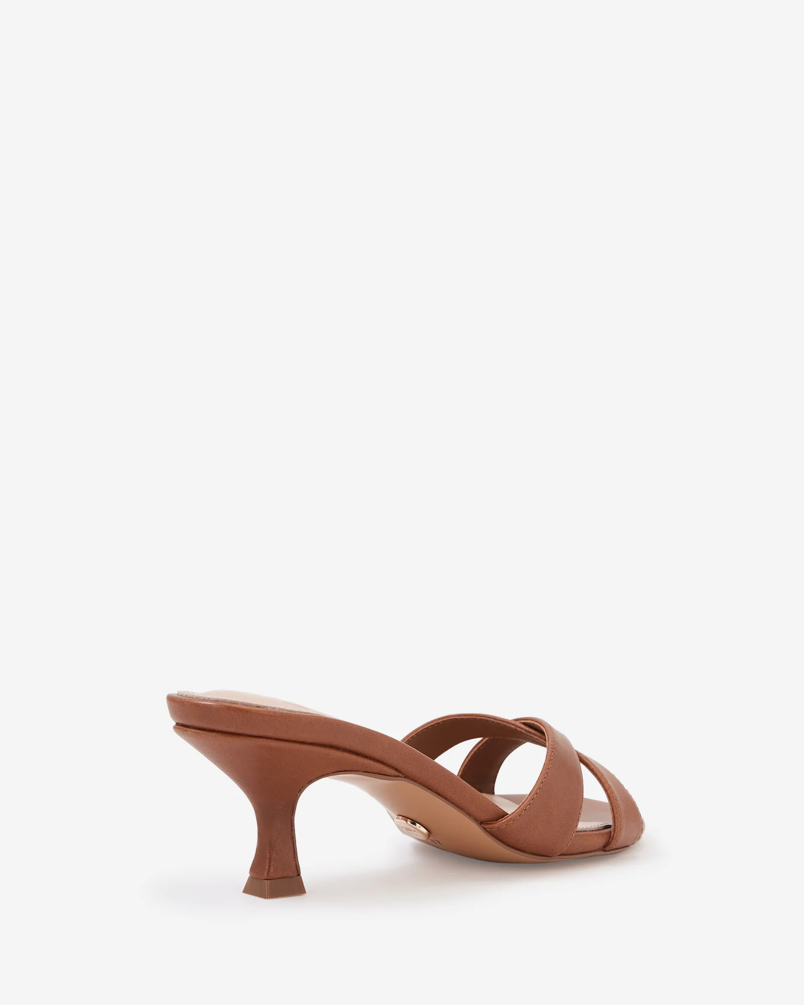 Gracie Dark Cognac Leather Kitten Heel Mule - Image 4
