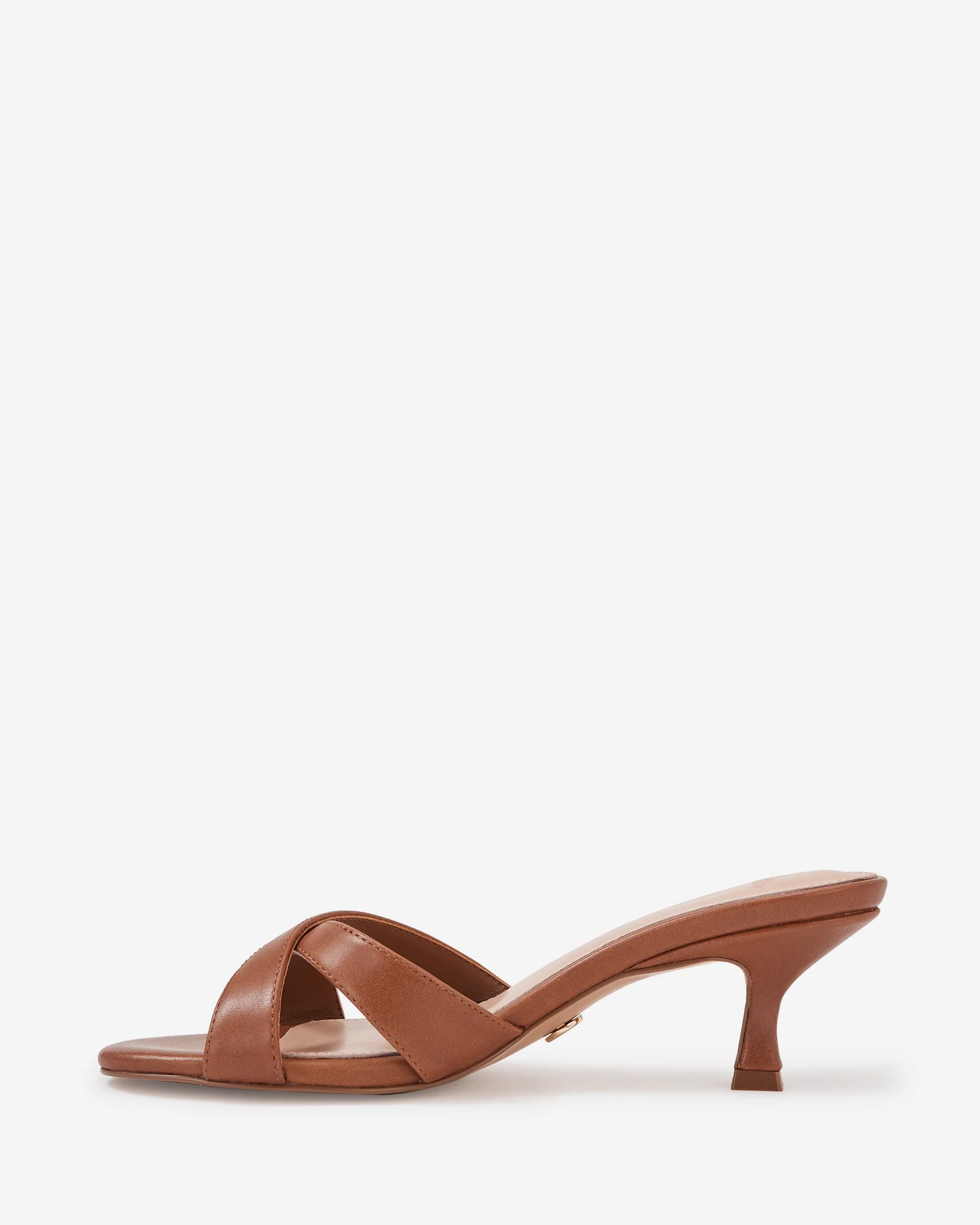 Gracie Dark Cognac Leather Kitten Heel Mule - Image 6