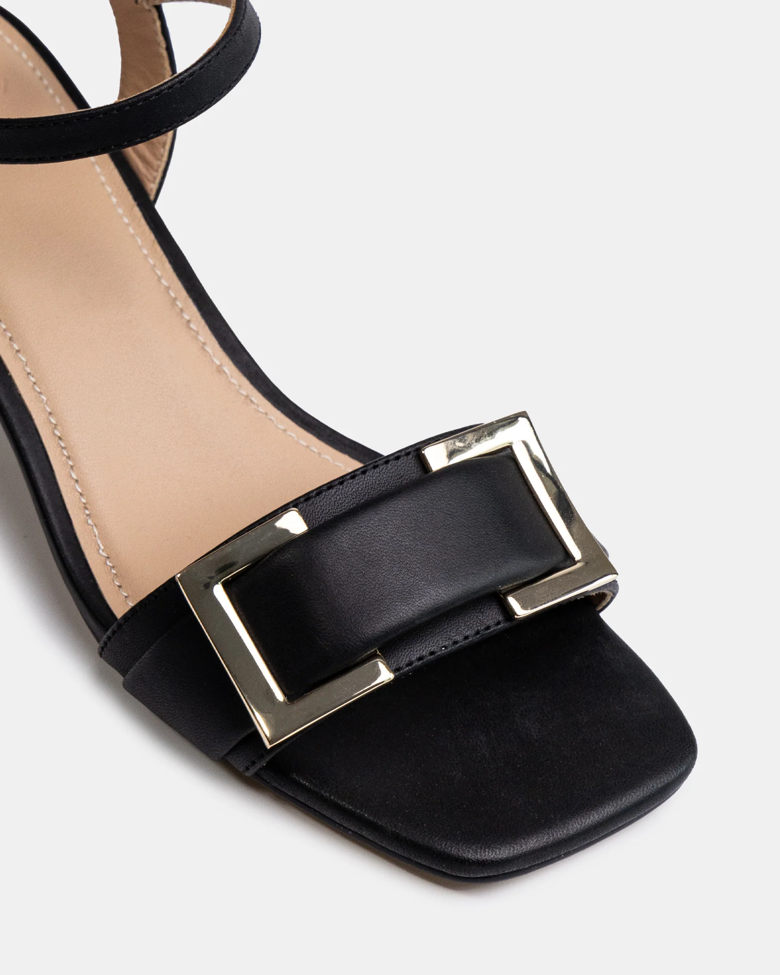 Izaro Black Leather Block Heel - Image 3