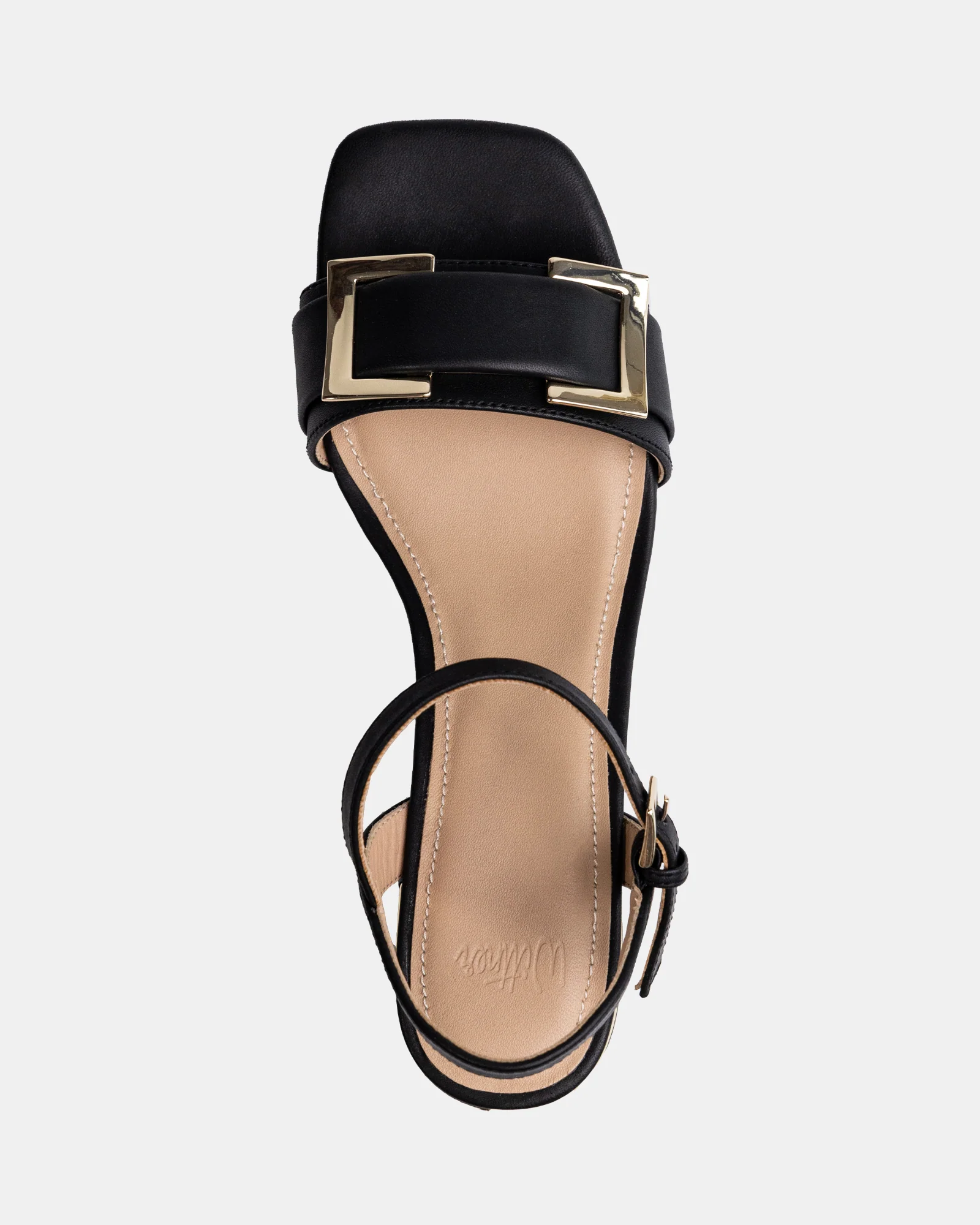 Izaro Black Leather Block Heel - Image 5