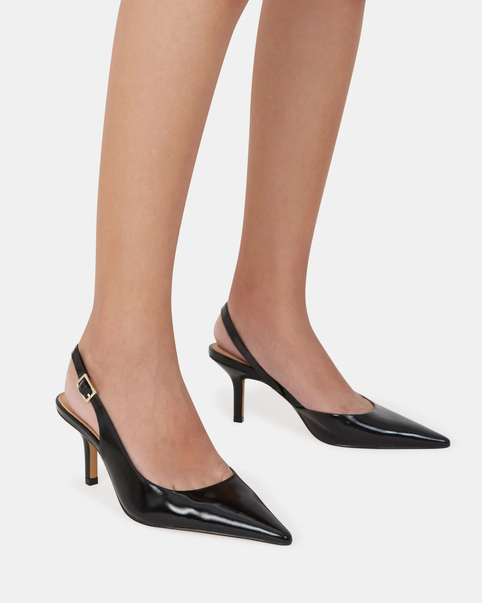 Livy Black Shiny Leather Slingback - Image 7