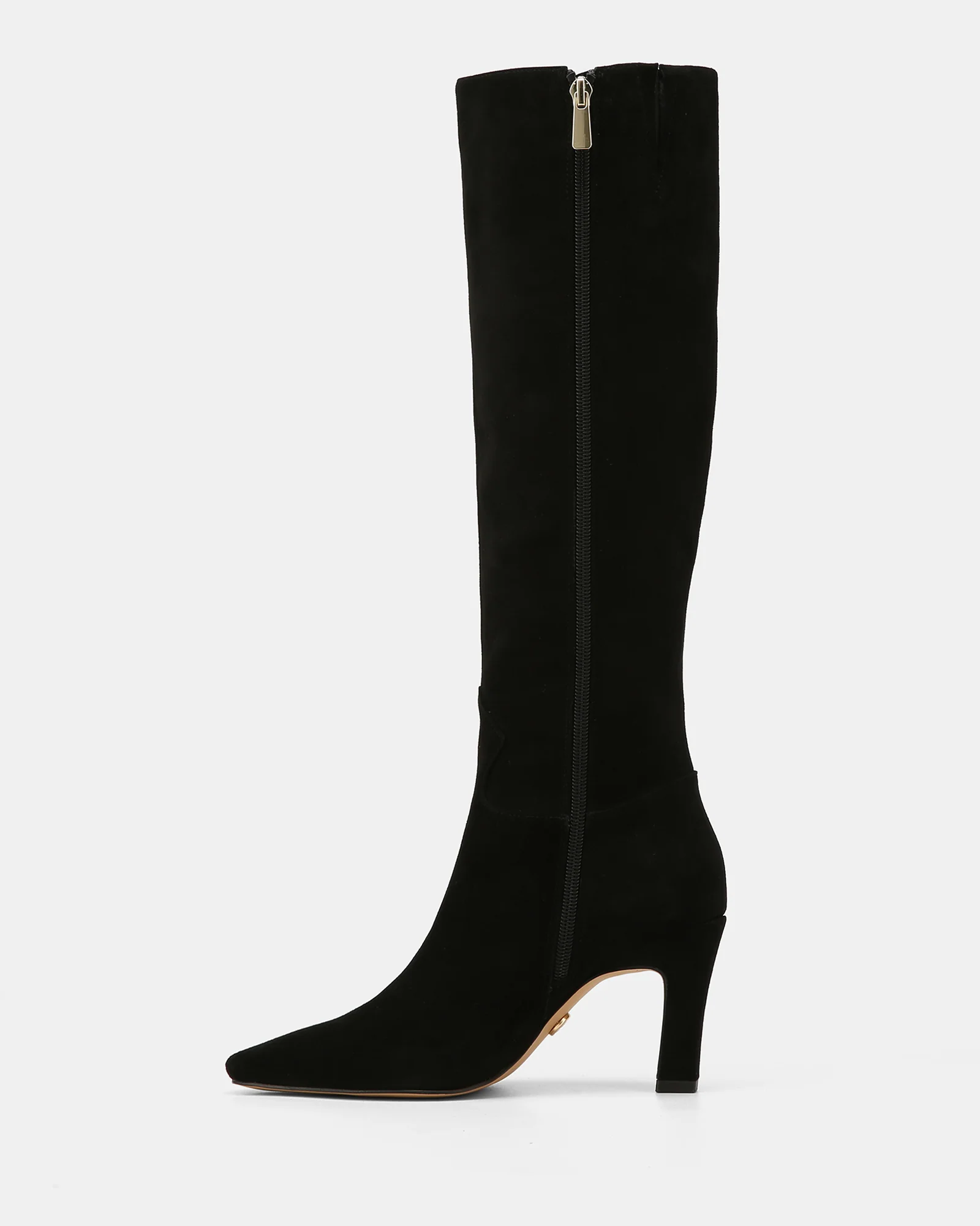 Louella Black Suede Leather Knee High Boot - Image 6